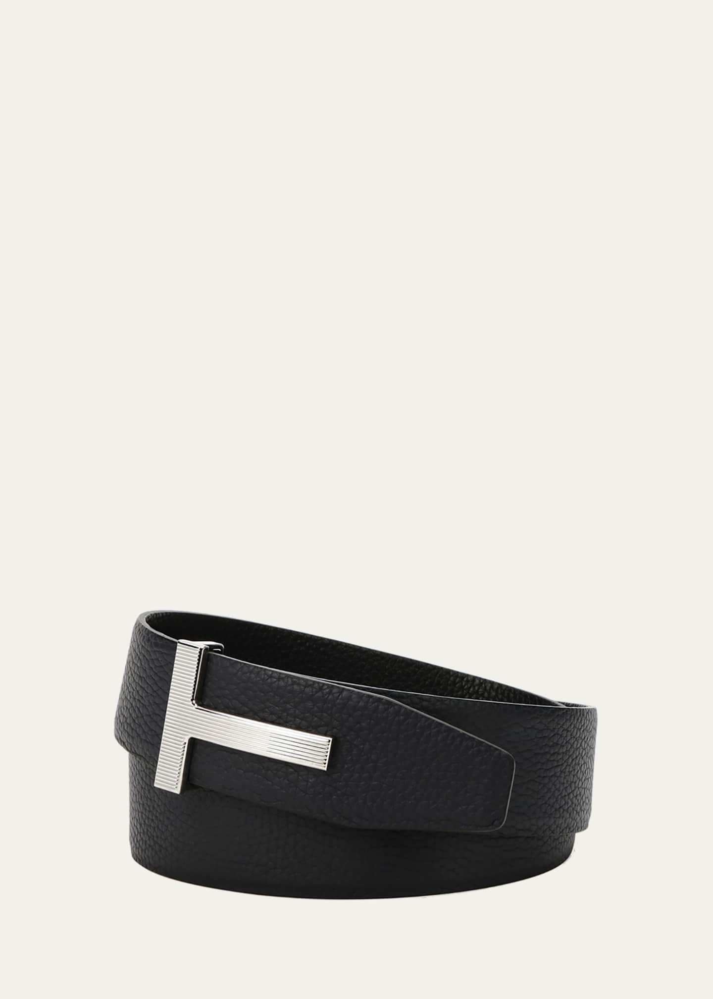TOM FORD Men's Ridged T-Buckle Reversible Leather Belt - Bergdorf Goodman