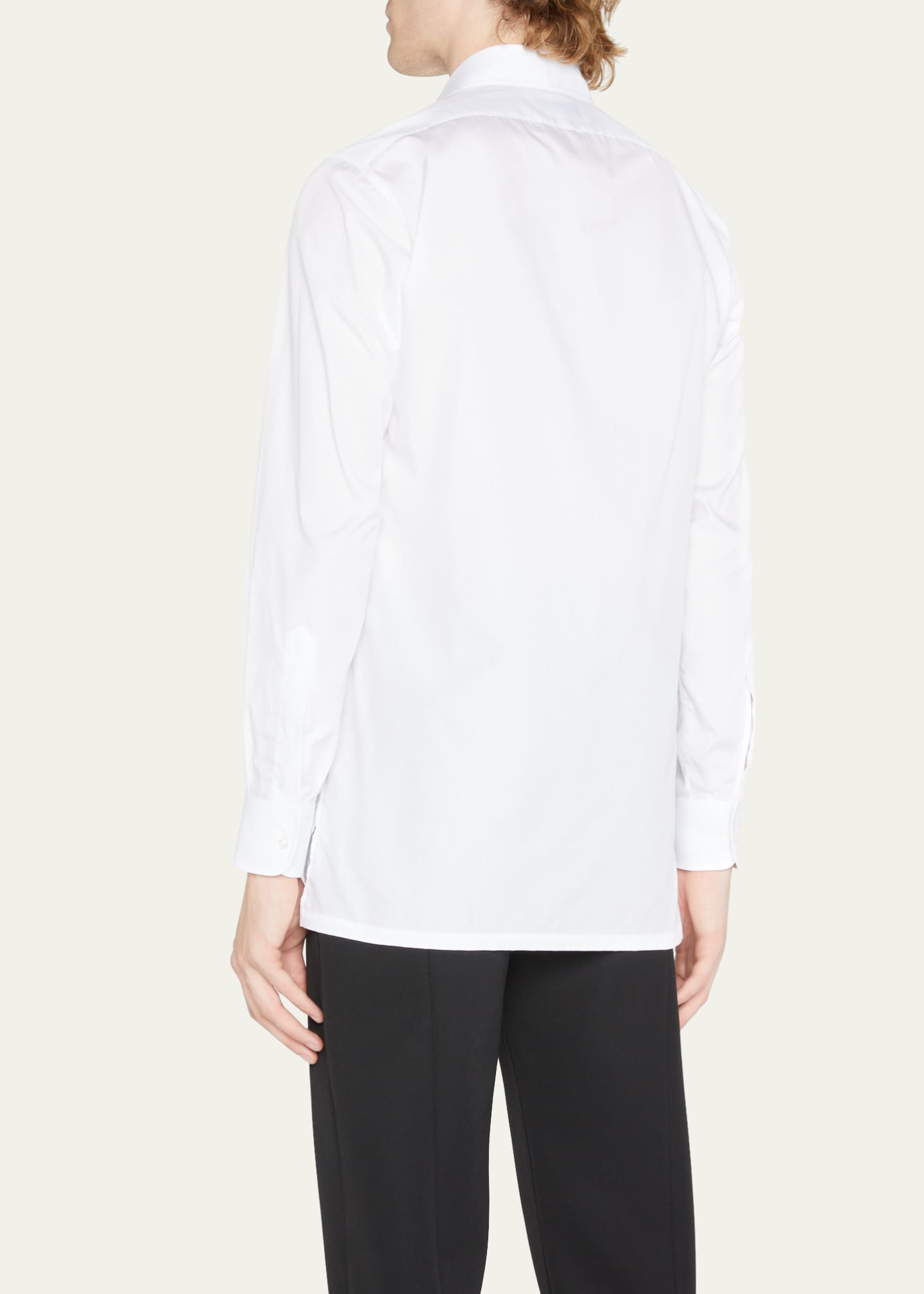 Charvet Men's Basic Solid Point-Collar Dress Shirt with French Cuffs Image 3 of 5