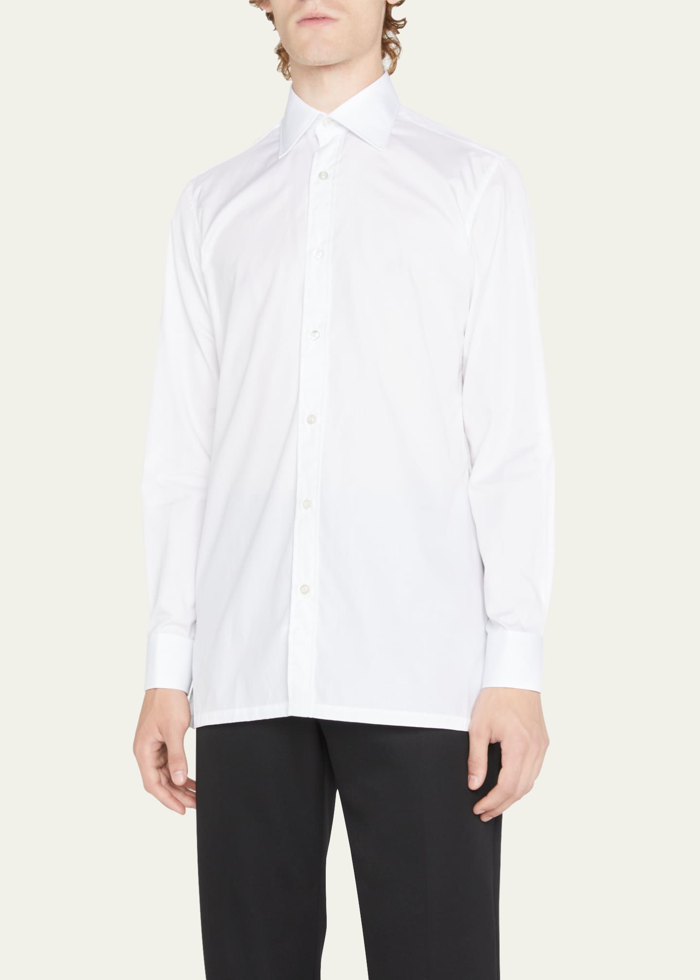 Charvet Men's Basic Solid Point-Collar Dress Shirt with