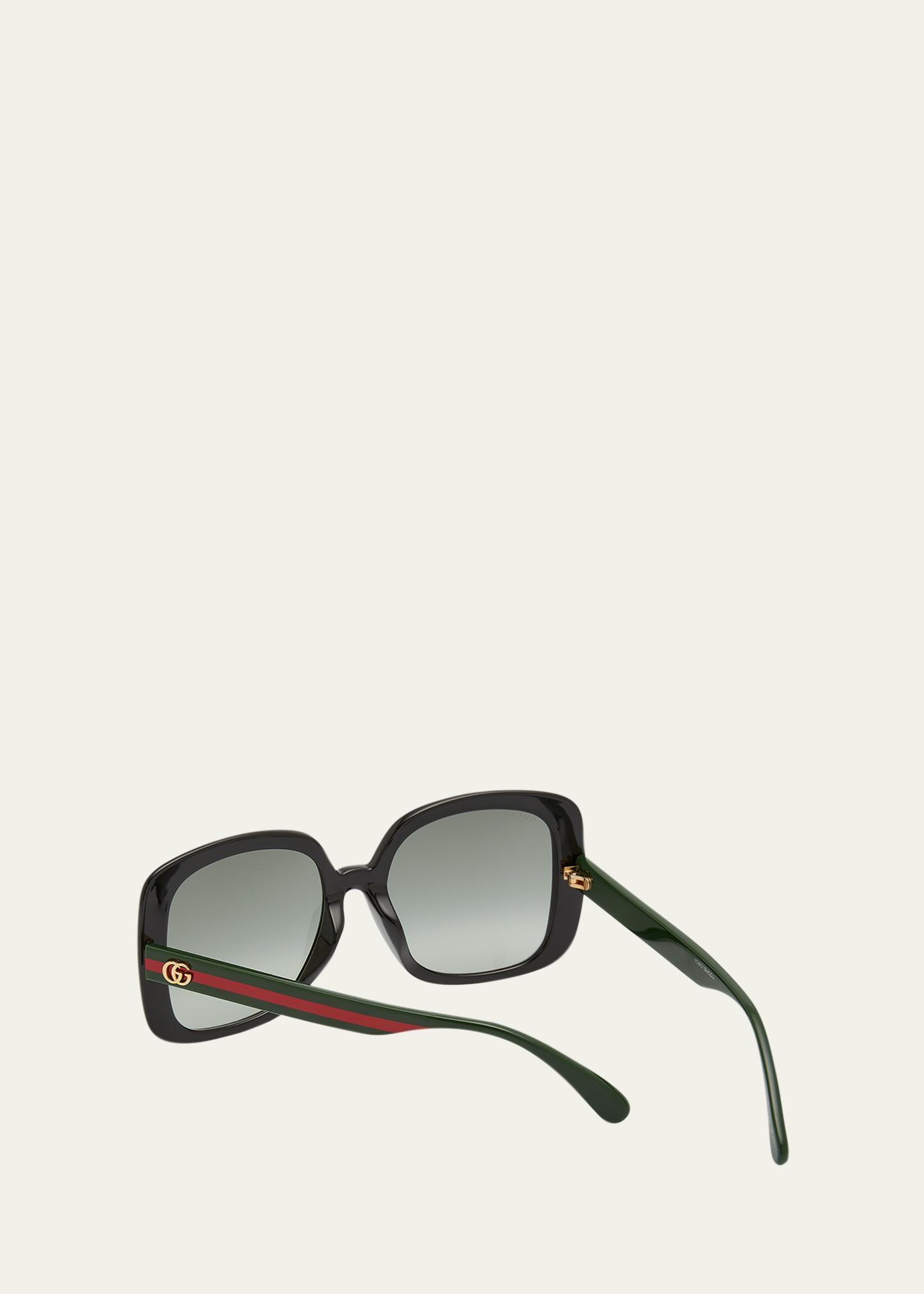 Gucci Square Web Arms Sunglasses - Bergdorf Goodman display picture 2