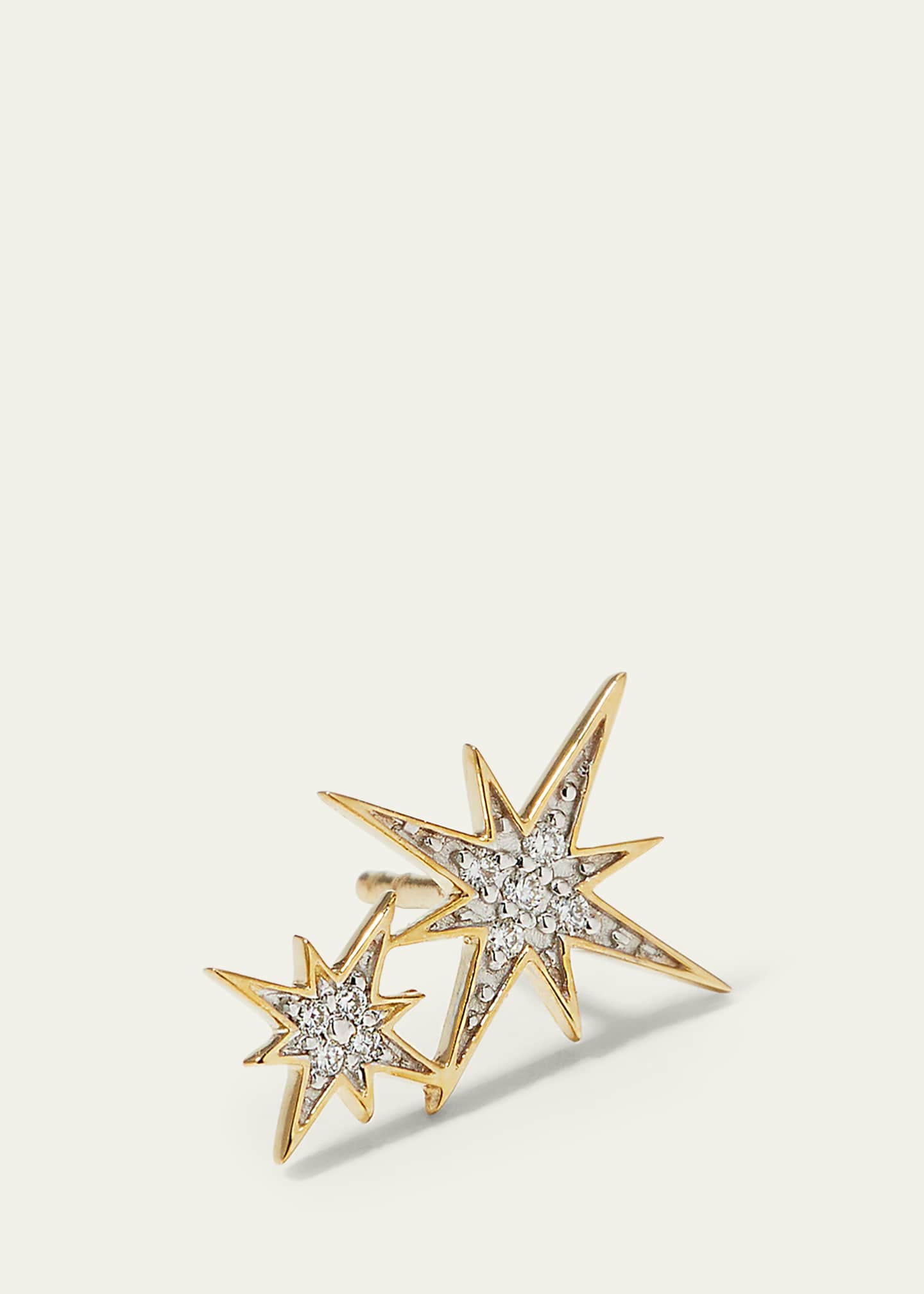 Sydney Evan 14k Yellow and White Gold Diamond Starburst Earring, Single Image 3 of 4