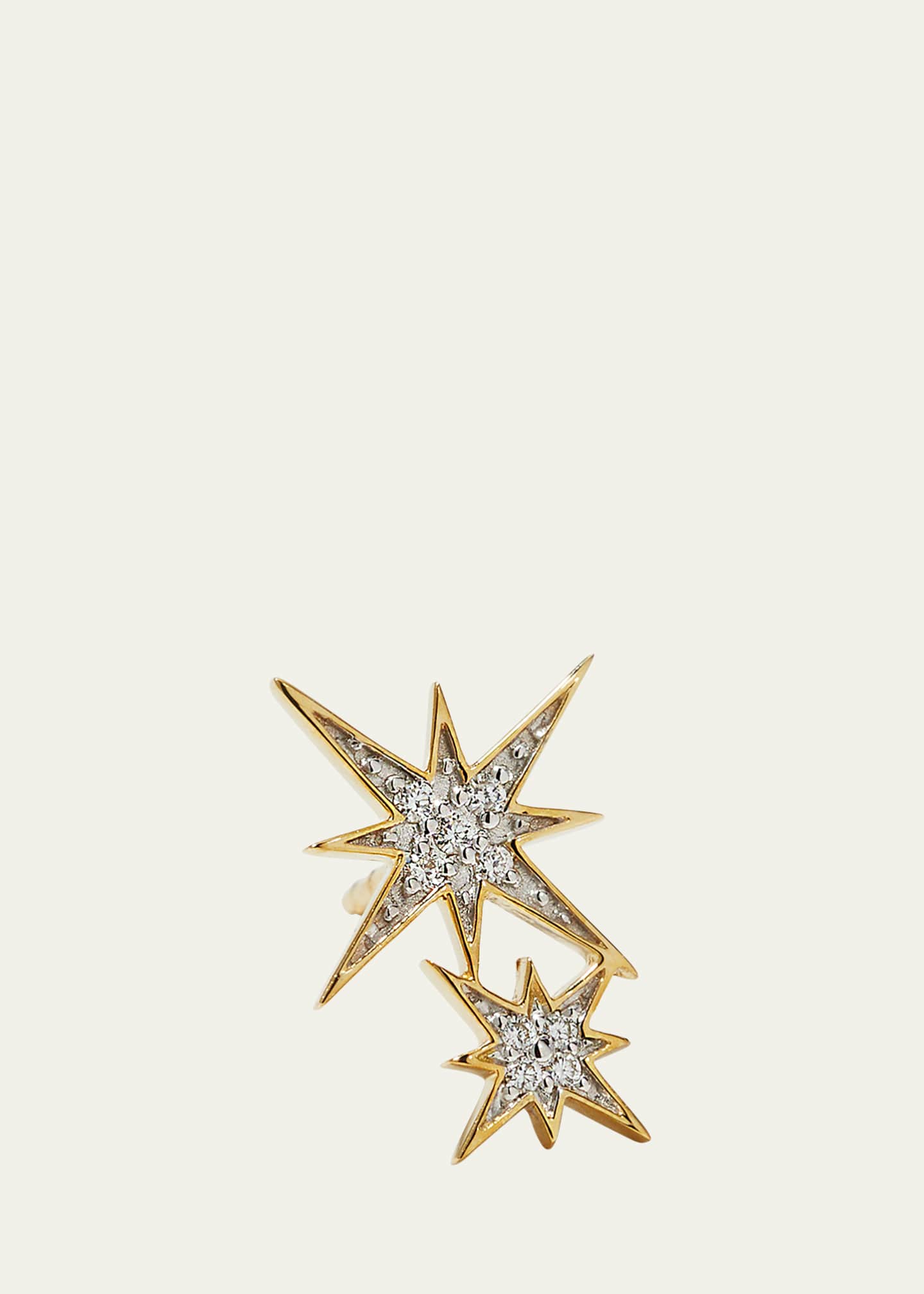 Sydney Evan 14k Yellow and White Gold Diamond Starburst Earring, Single Image 1 of 4