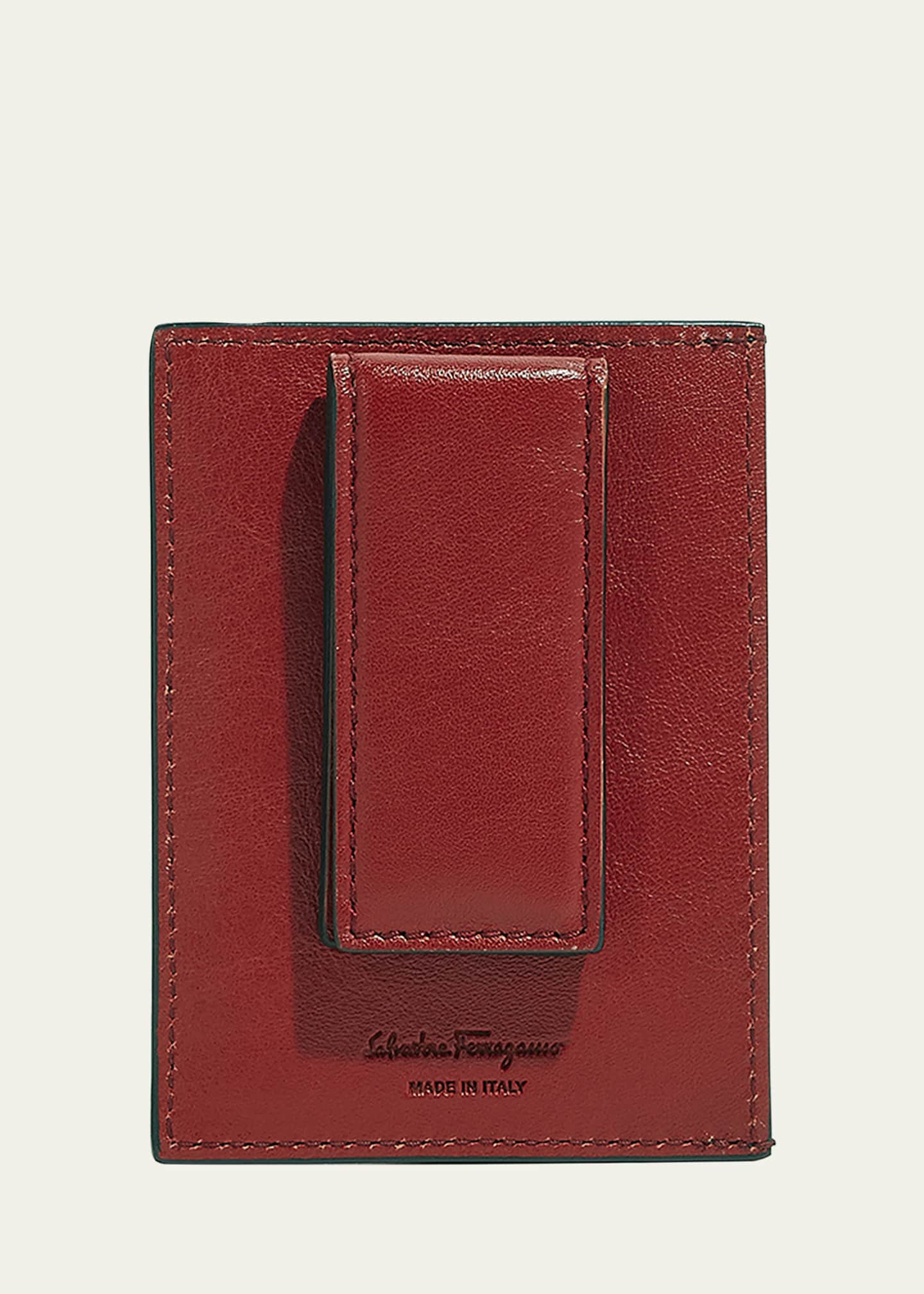 Ferragamo Men's Colorblock Leather Card Holder w/ Money Clip - Bergdorf ...