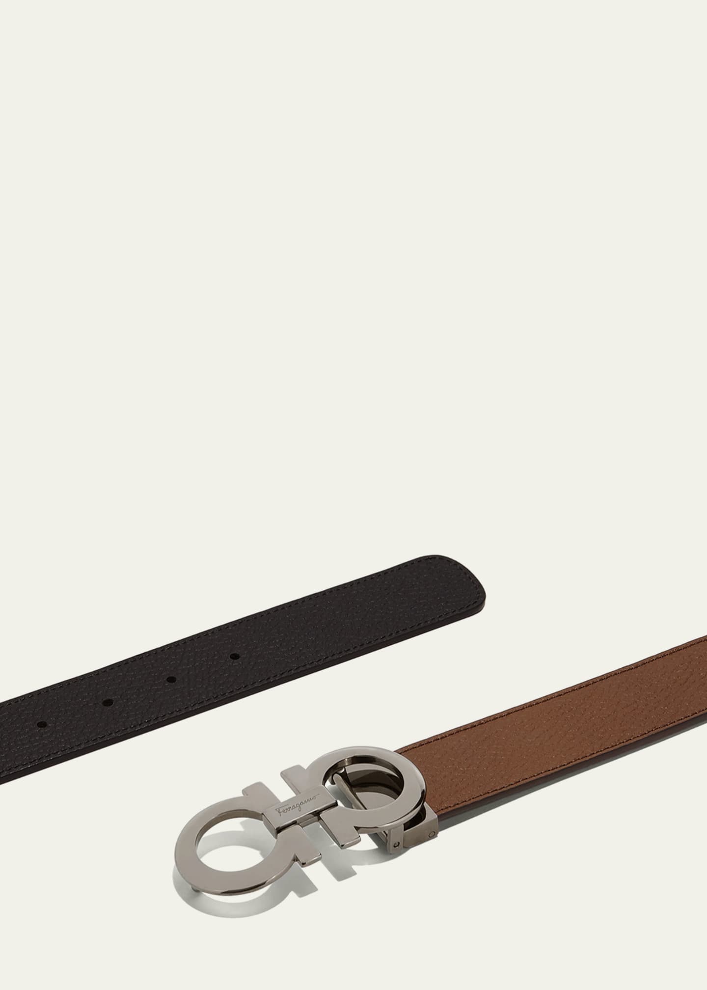 Ferragamo Men's Reversible Leather Gancini Belt Image 2 of 2