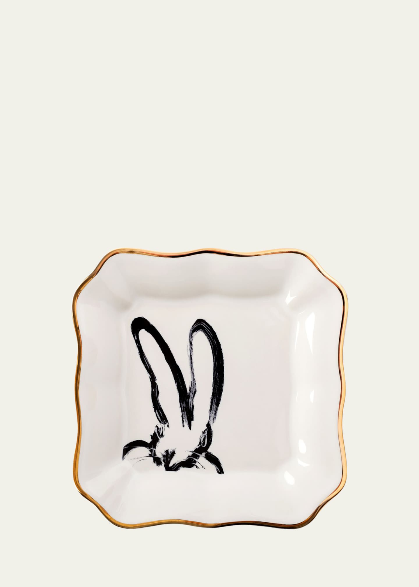 Hunt Slonem Portrait Plate with Gold Rim - White
