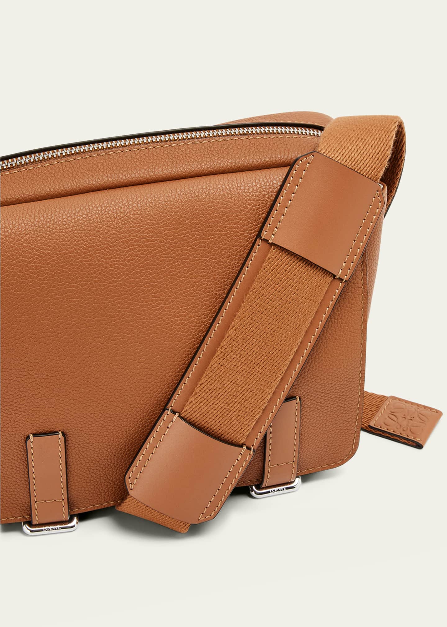 LOEWE Military Full-Grain Leather Messenger Bag for Men