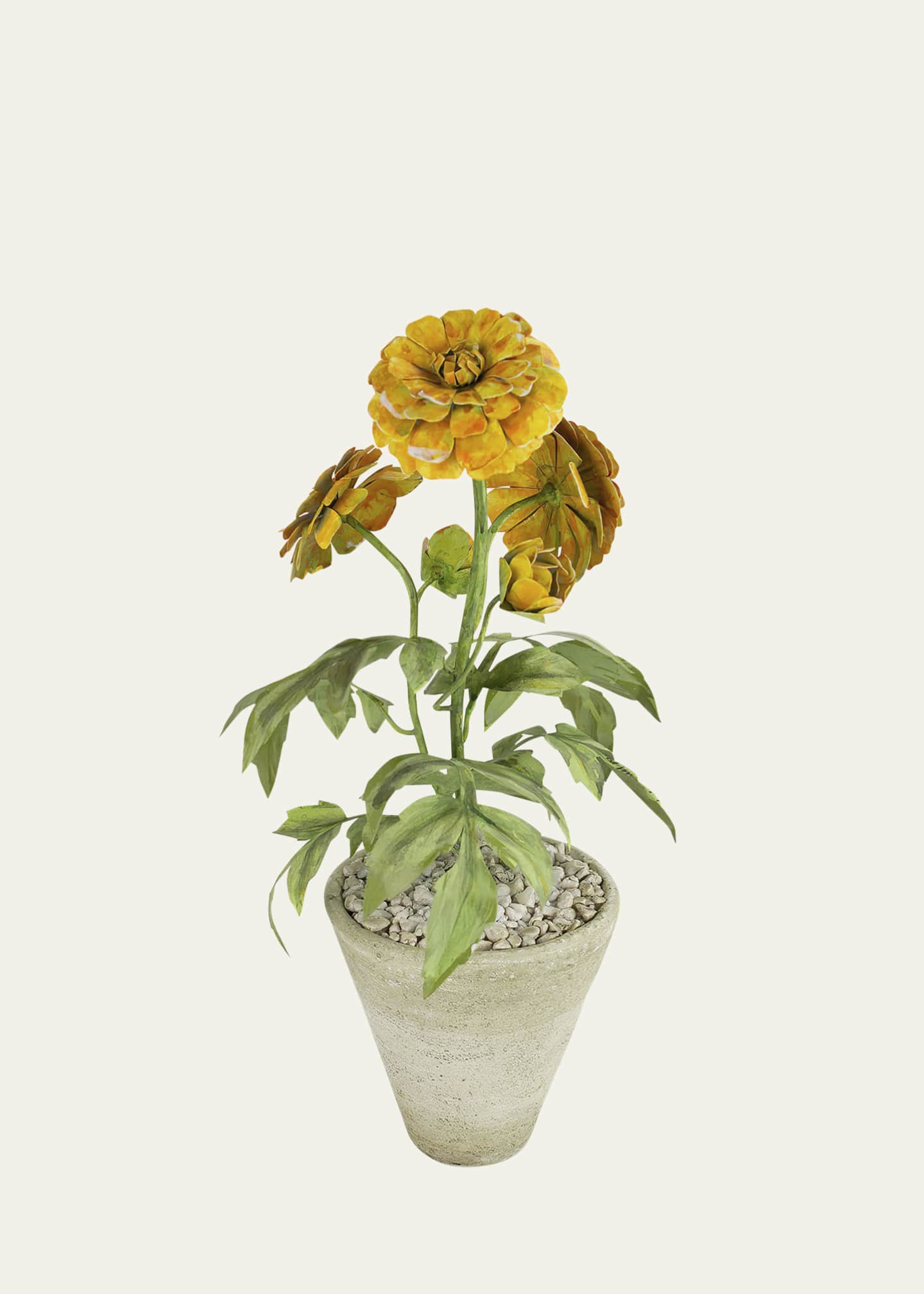Tommy Mitchell Marigold October Birth Flower in White Terracotta Pot