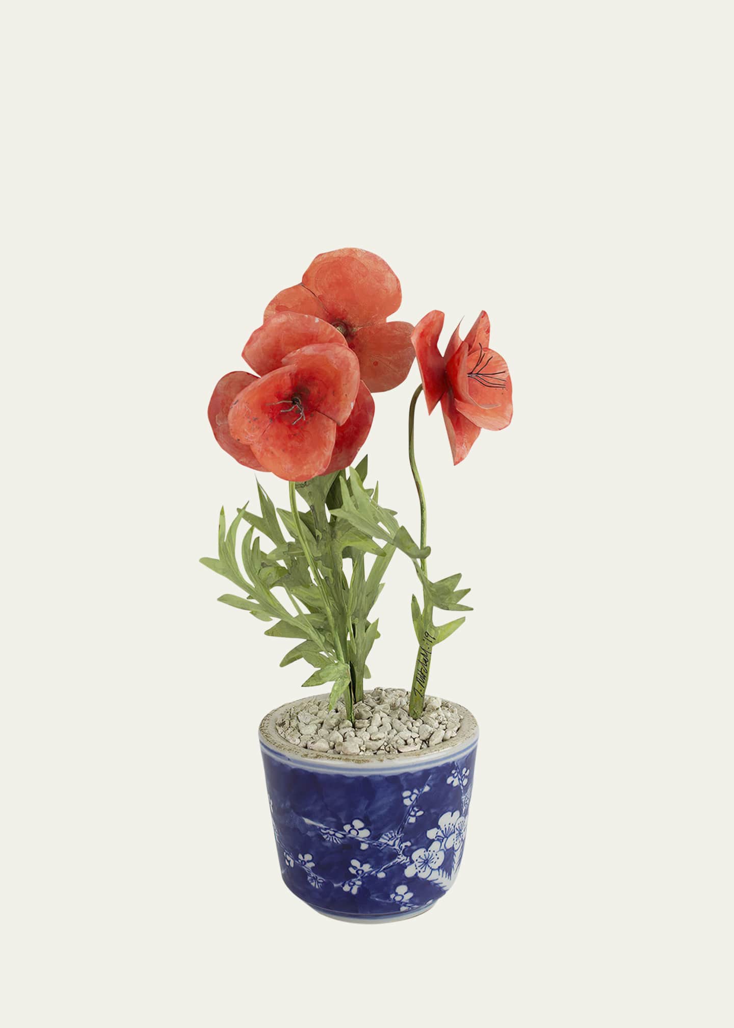 Tommy Mitchell Poppy August Birth Flower in Ceramic Pot