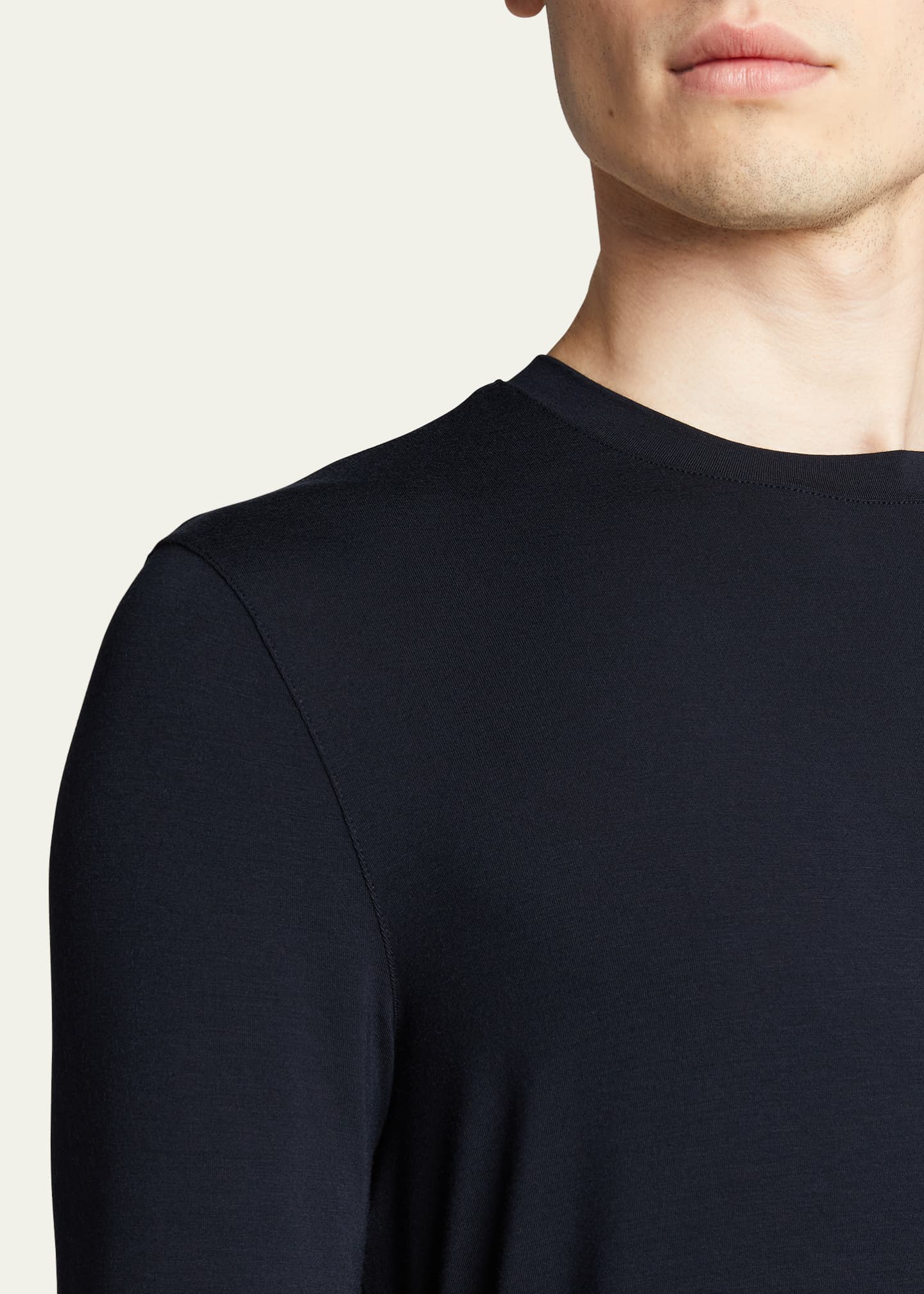 Giorgio Armani Men's Navy Stretch Viscose Long-Sleeve Crew T-Shirt Image 5 of 5