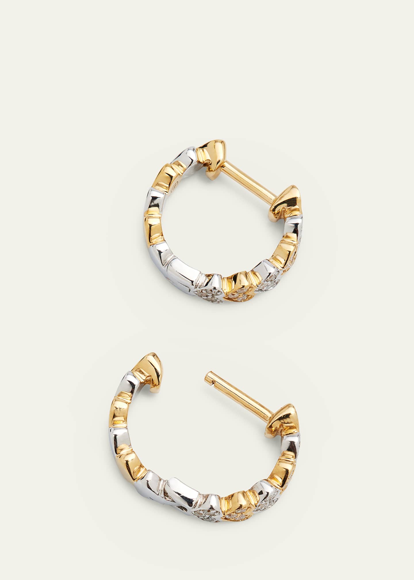 Sydney Evan 14k Two-Tone Gold Diamond Heart Huggie Earrings Image 4 of 4