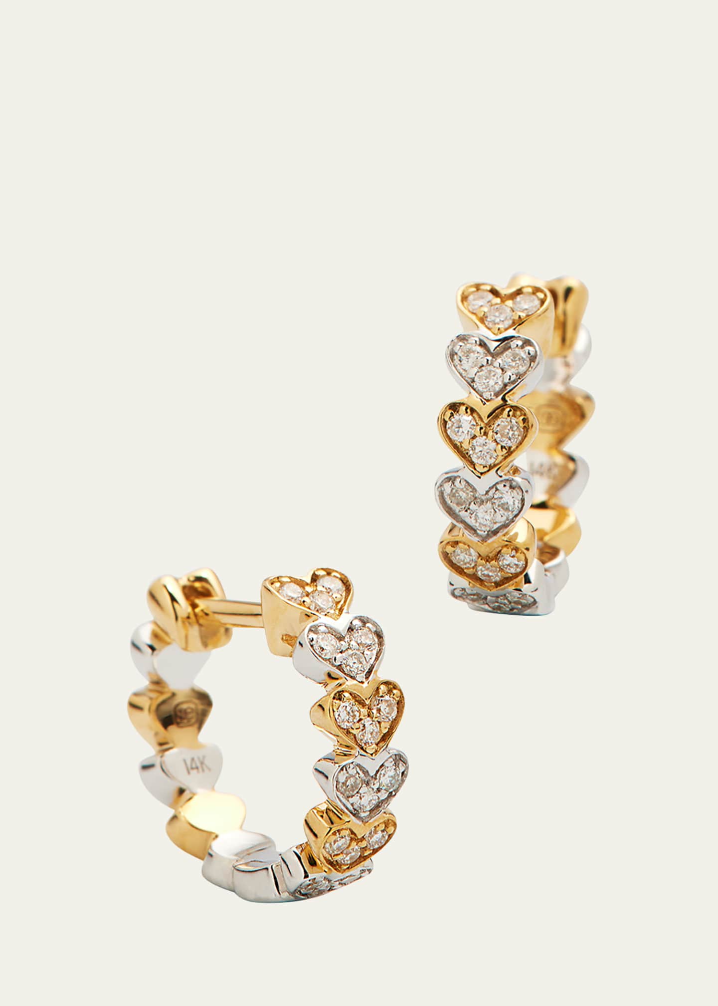 Sydney Evan 14k Two-Tone Gold Diamond Heart Huggie Earrings Image 1 of 4
