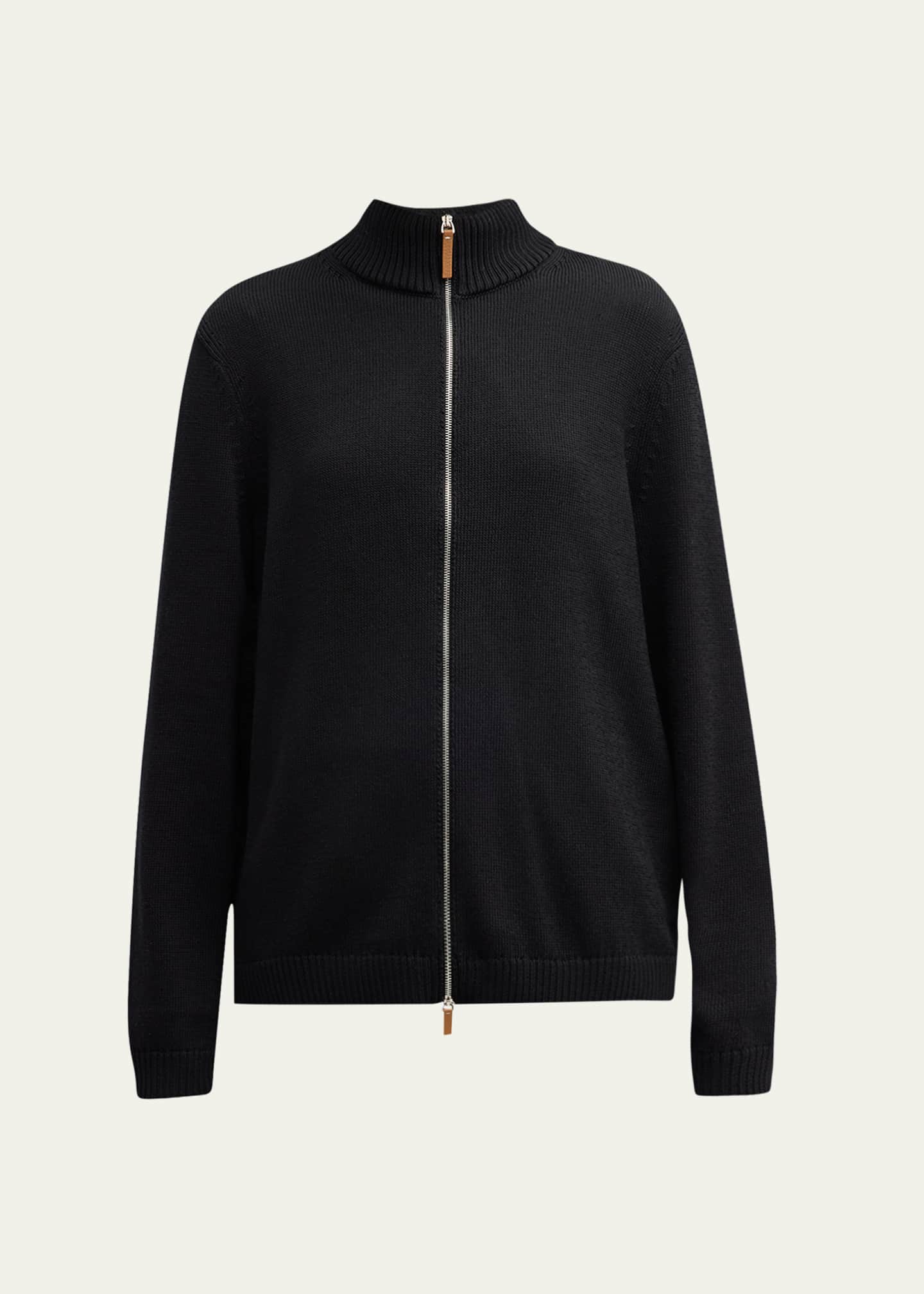 Lafayette 148 New York Cotton-Silk Tape Fitted Bomber Sweater Image 1 of 5