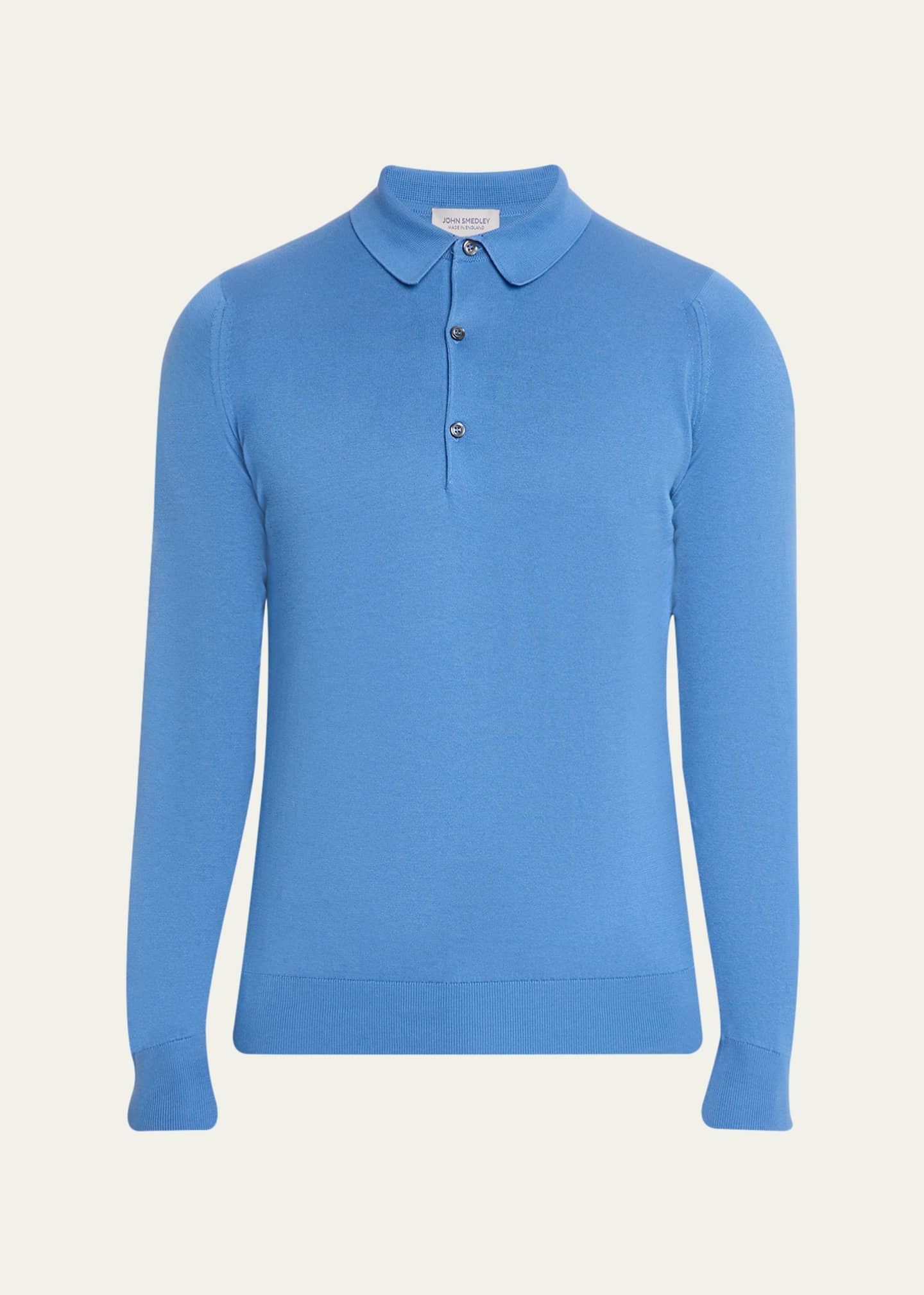 トップス JOHN SMEDLEY WOODFORD John Smedley Men's Solid Long-Sleeve Polo Shirt - Bergdorf Goodman