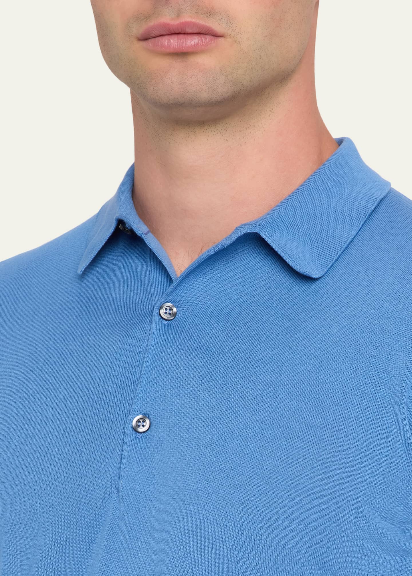 John Smedley Men's Solid Long-Sleeve Polo Shirt - Bergdorf Goodman