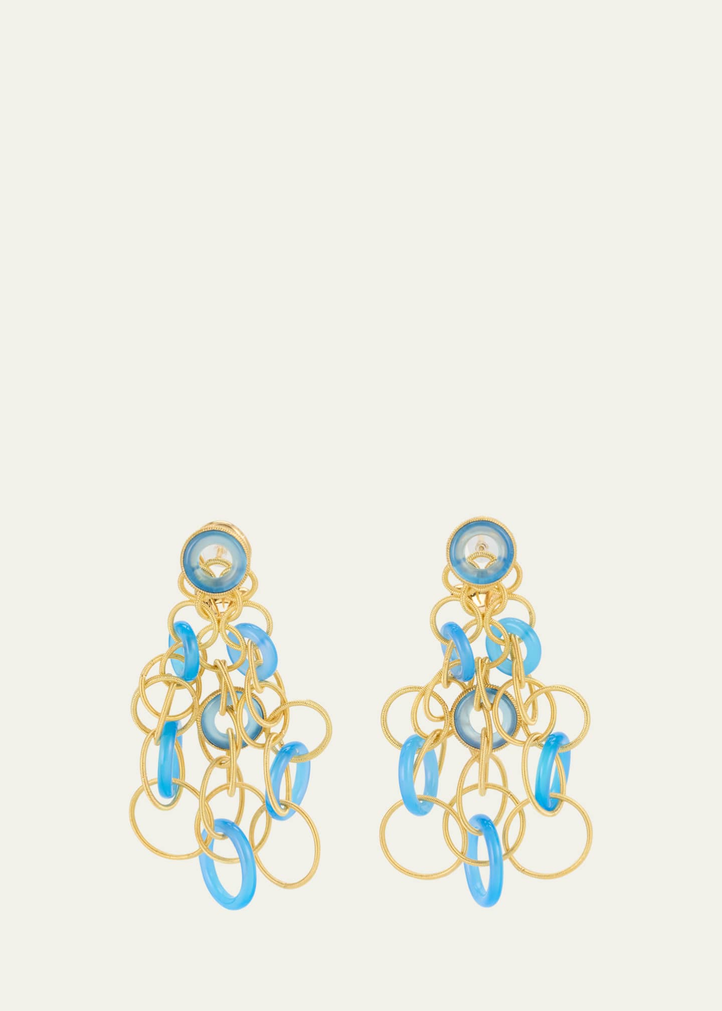 Buccellati Hawaii Color 18K Yellow Gold Chalcedony Earrings, 5cm