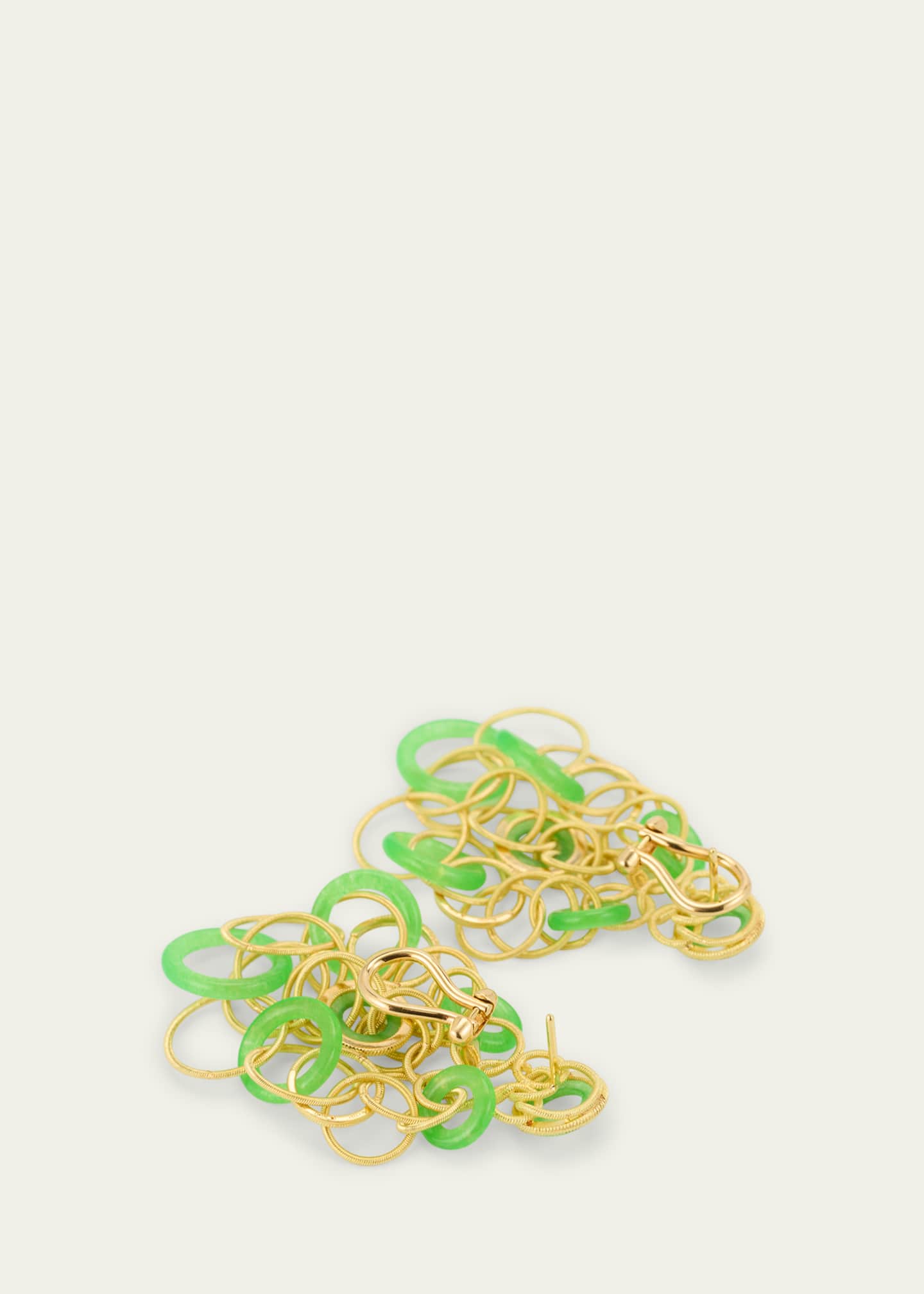 Buccellati Hawaii 18K Gold Pendant Earrings with Jade, 5cm Image 4 of 4