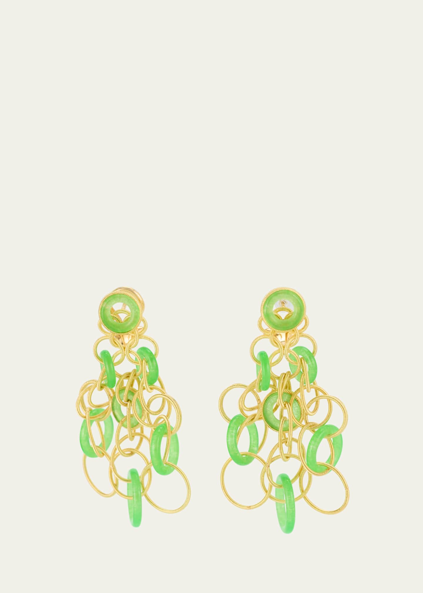 Buccellati Hawaii 18K Gold Pendant Earrings with Jade, 5cm Image 1 of 4