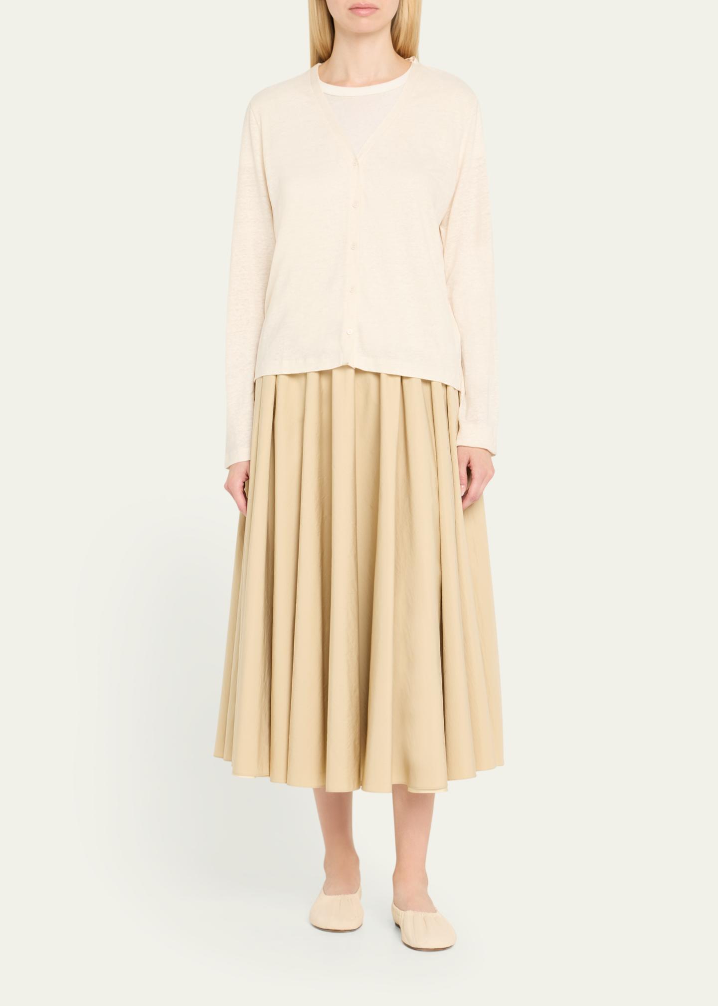Majestic Filatures V-Neck Button-Down Long-Sleeve Stretch-Linen ...