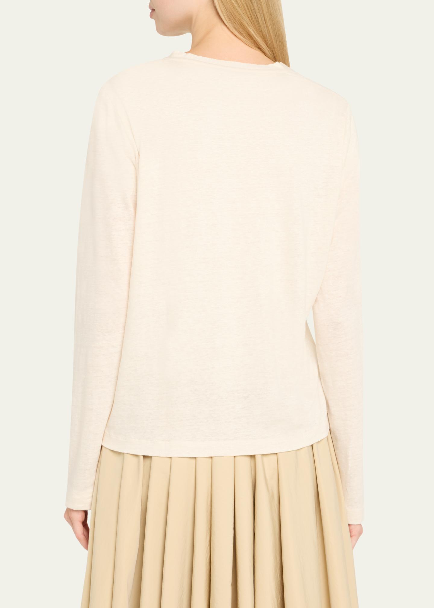 Majestic Filatures V-Neck Button-Down Long-Sleeve Stretch-Linen ...