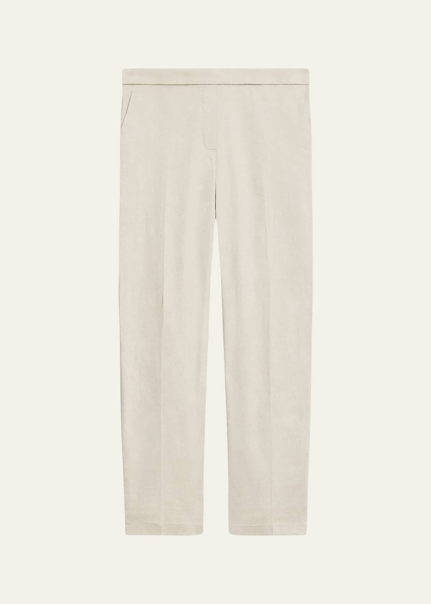 Theory Treeca Good Linen Cropped Pull-On Ankle Pants Image 1 of 5