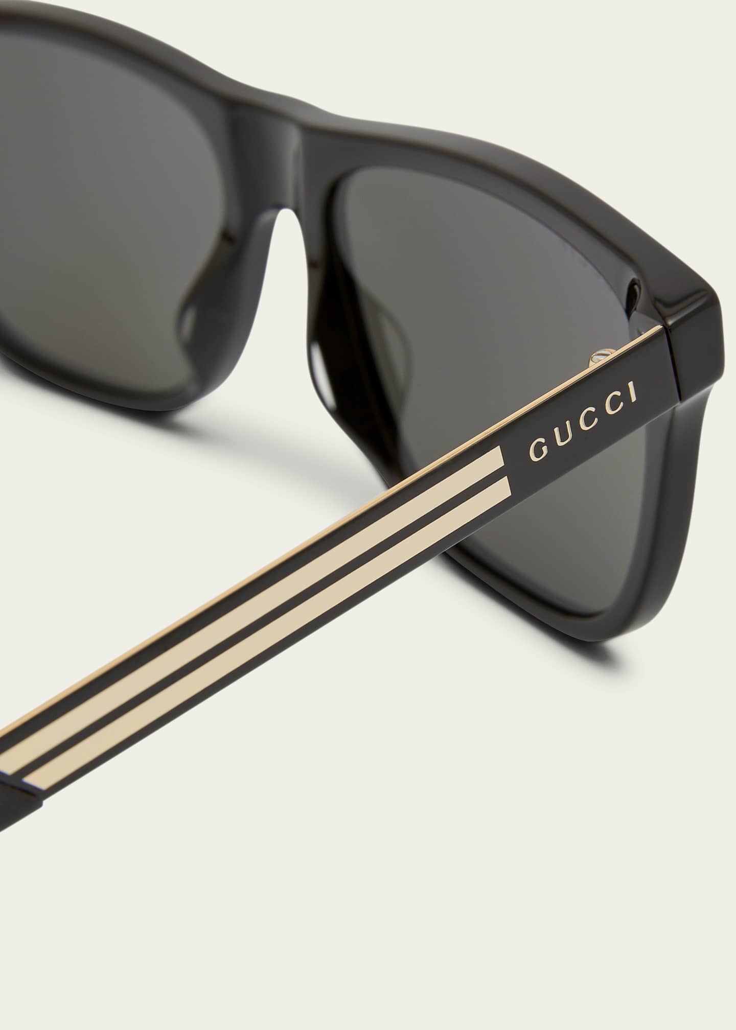 Gucci 57mm Rectangular Sunglasses Black
