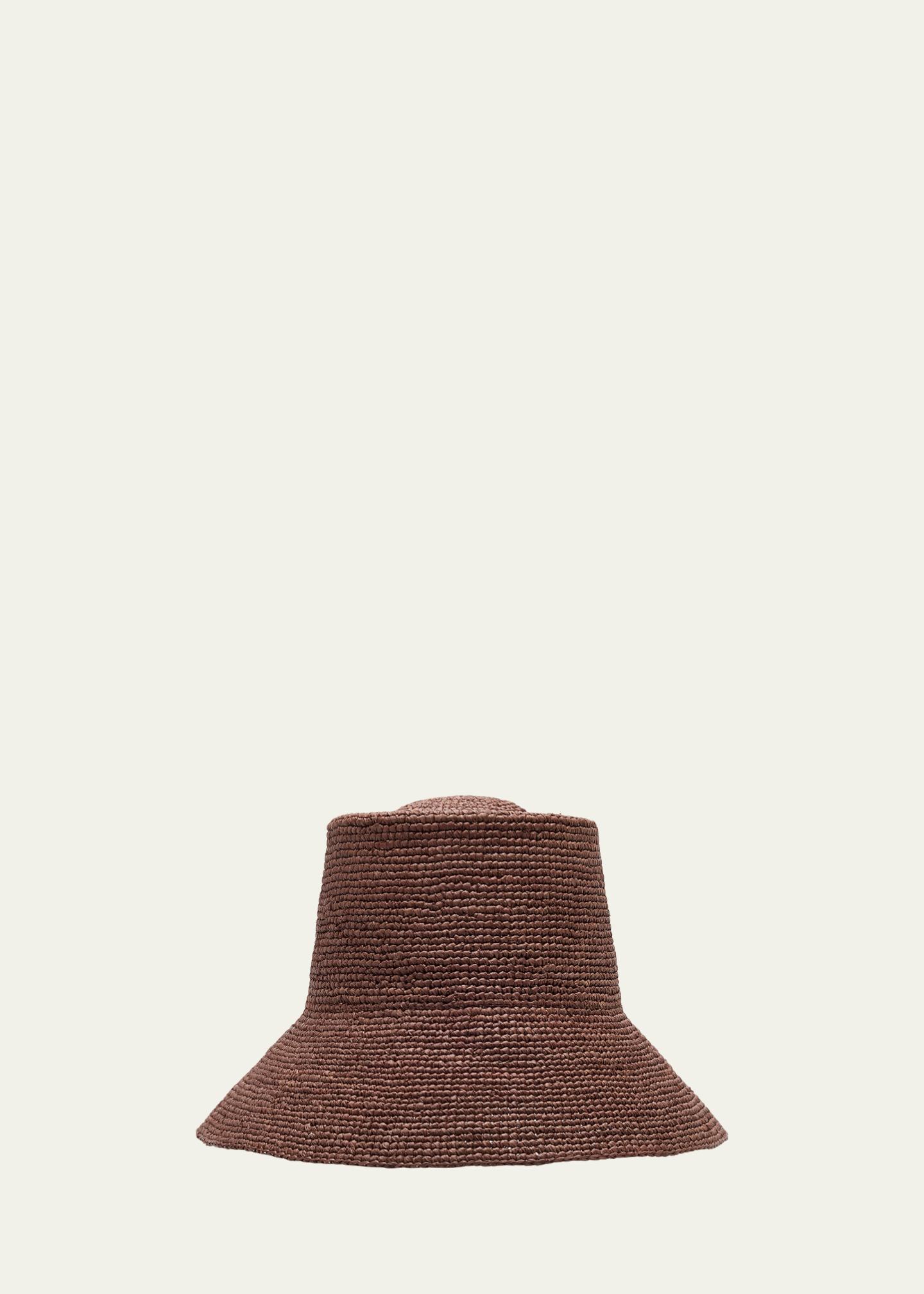 Bergdorf Goodman straw hat Vintage BERGDORF GOODMAN On Plaza Woven Floppy Hat BLACK  main image 3