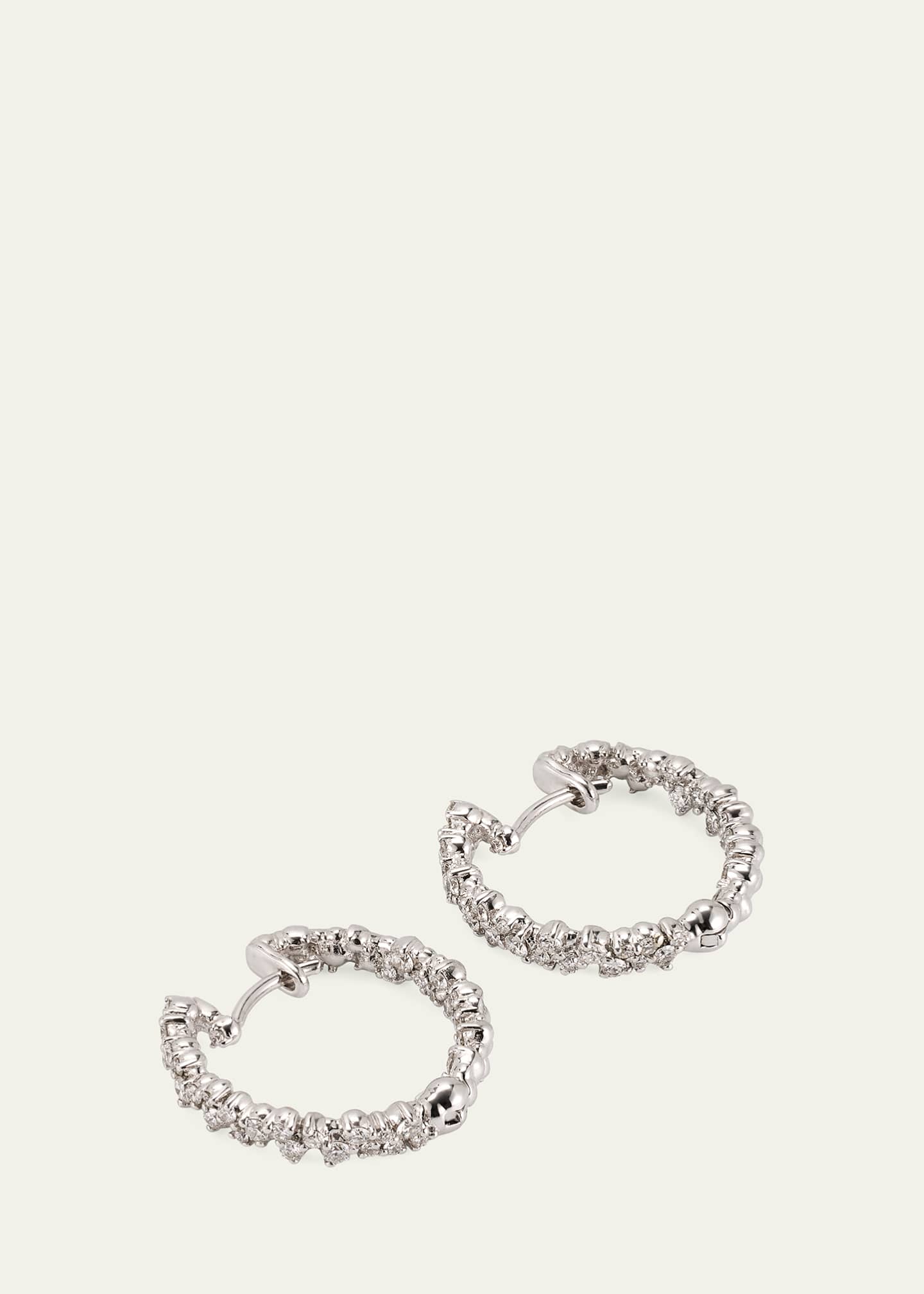Paul Morelli 15mm Confetti 18K White Gold Diamond Hoop Earrings Image 3 of 4