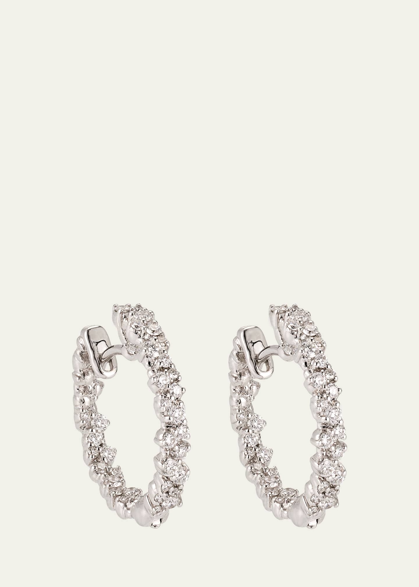 Paul Morelli 15mm Confetti 18K White Gold Diamond Hoop Earrings Image 1 of 4
