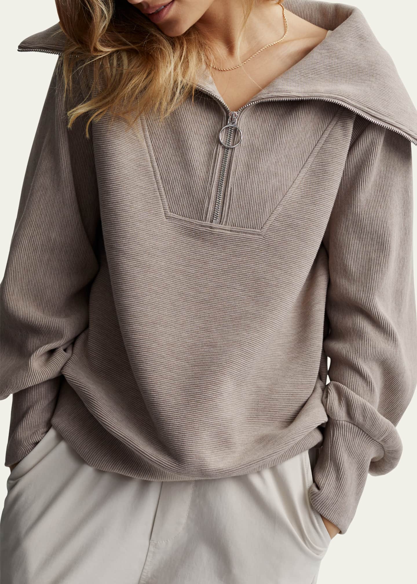 Vine Oversized 1/2-Zip Pullover Sweatshirt - Thumbnail 5