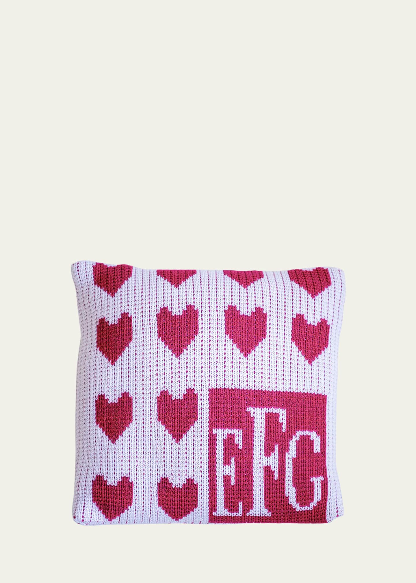 Butterscotch Blankees Lots of Hearts Monogram Pillow, Personalized