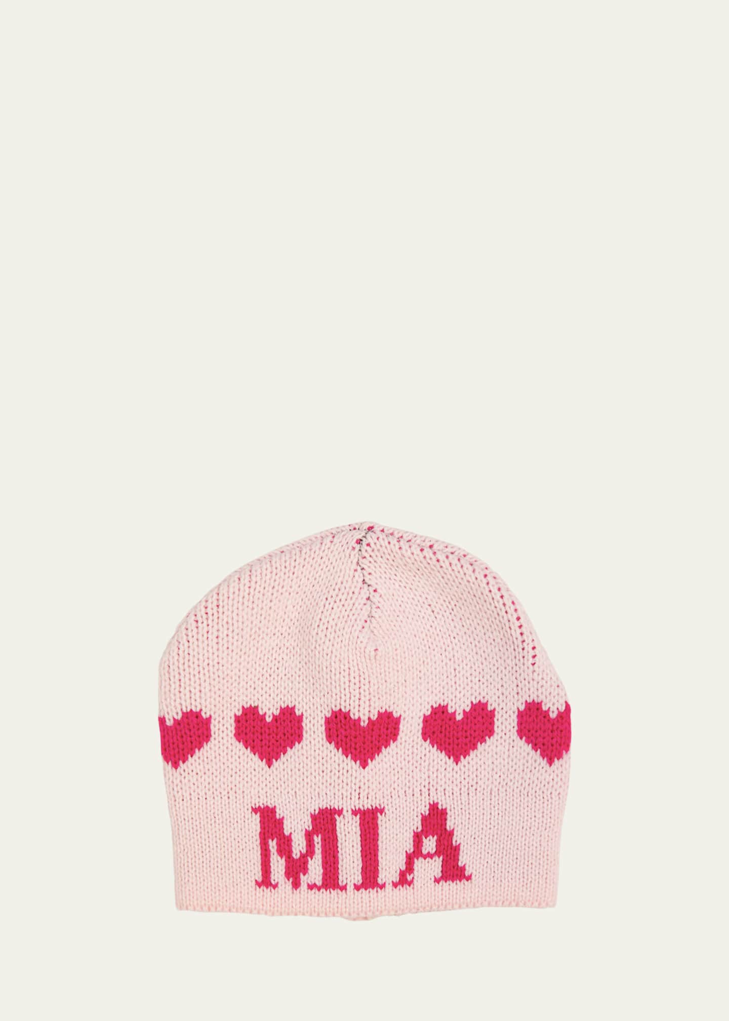 Butterscotch Blankees Kid's String of Hearts Beanie Hat, Personalized