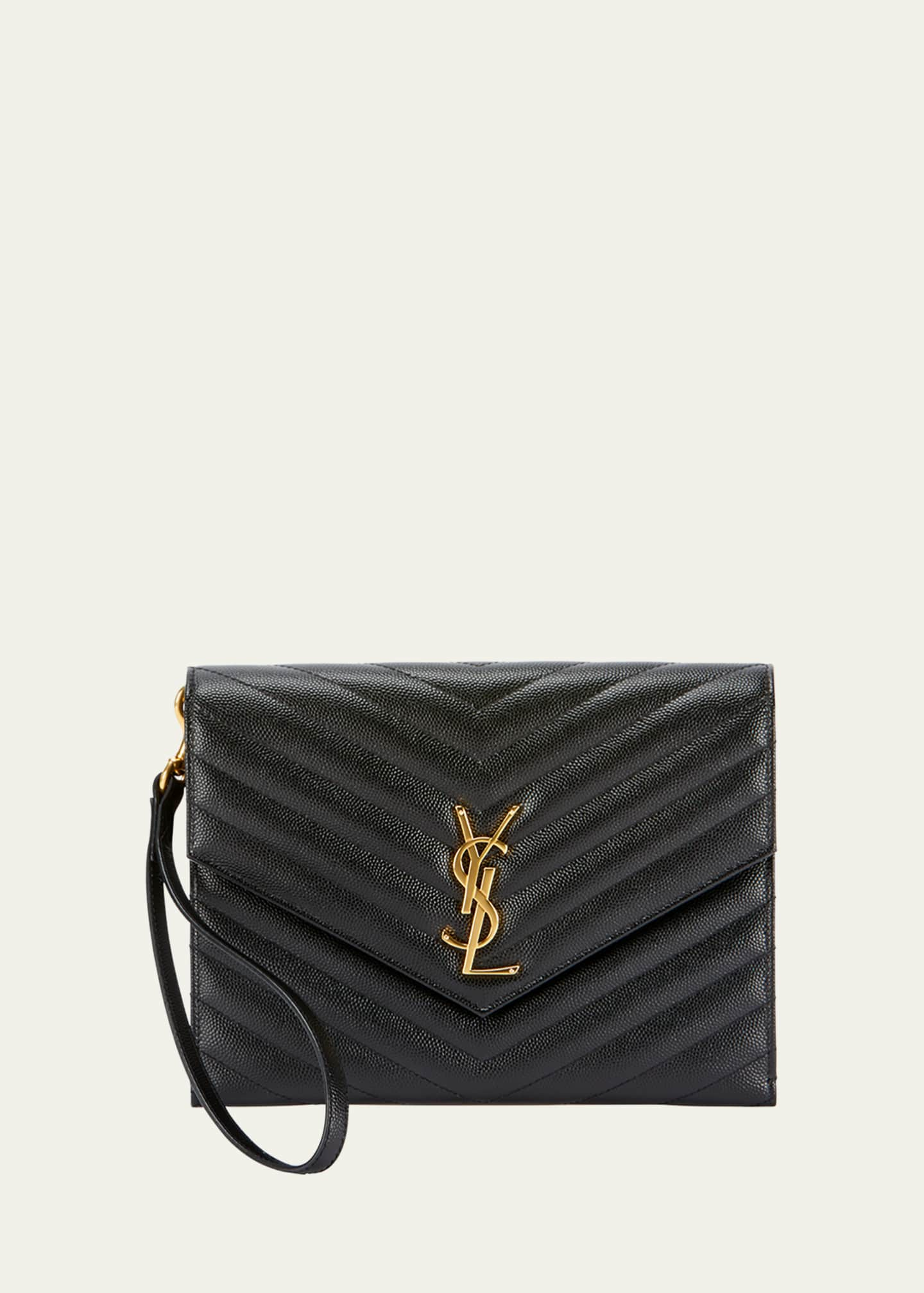 Saint Laurent Monogram Quilted Leather Clutch