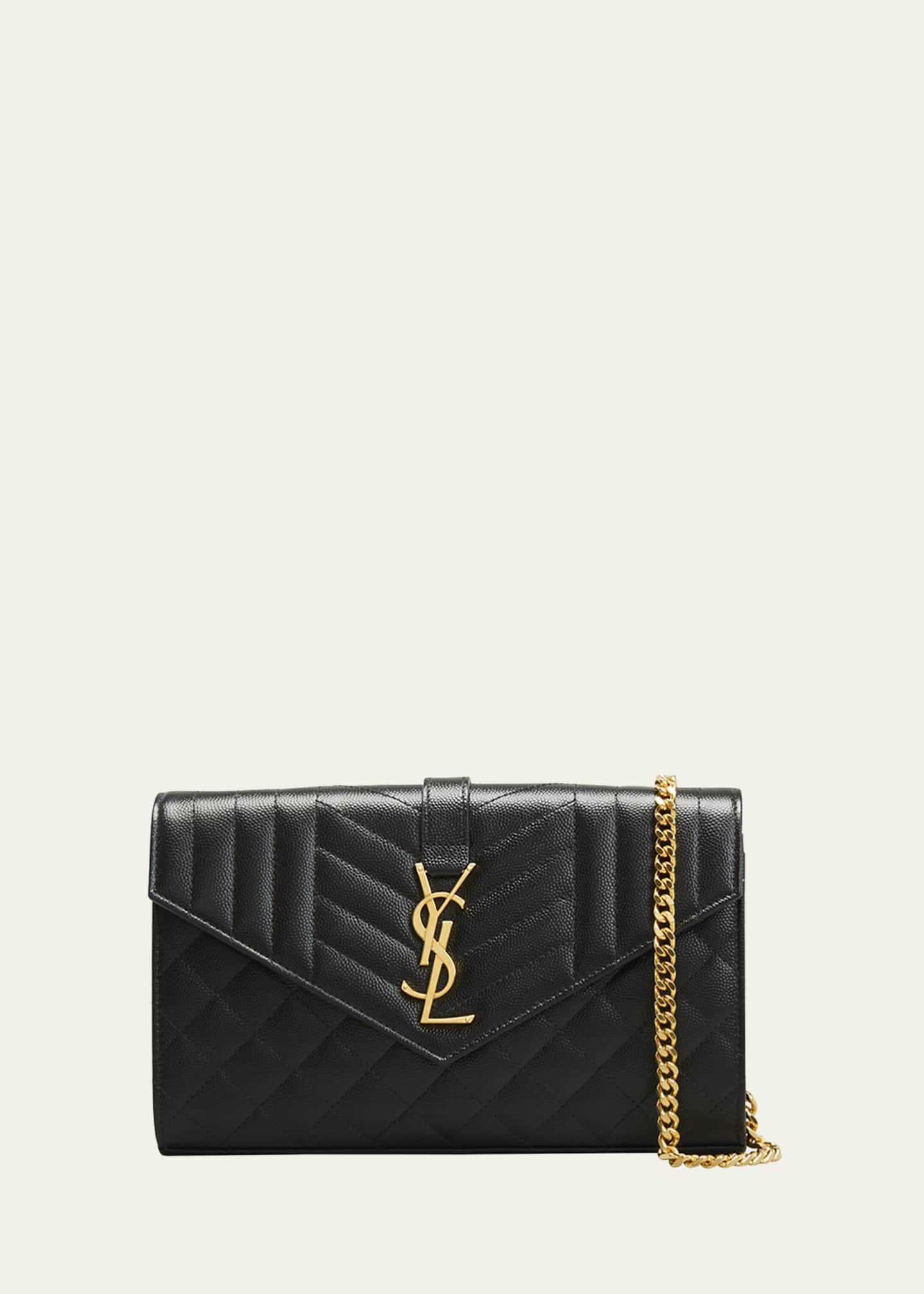 YSL Blue Grained Calfskin Envelope Wallet-On-Chain (WOC) QTBDQW18BH006