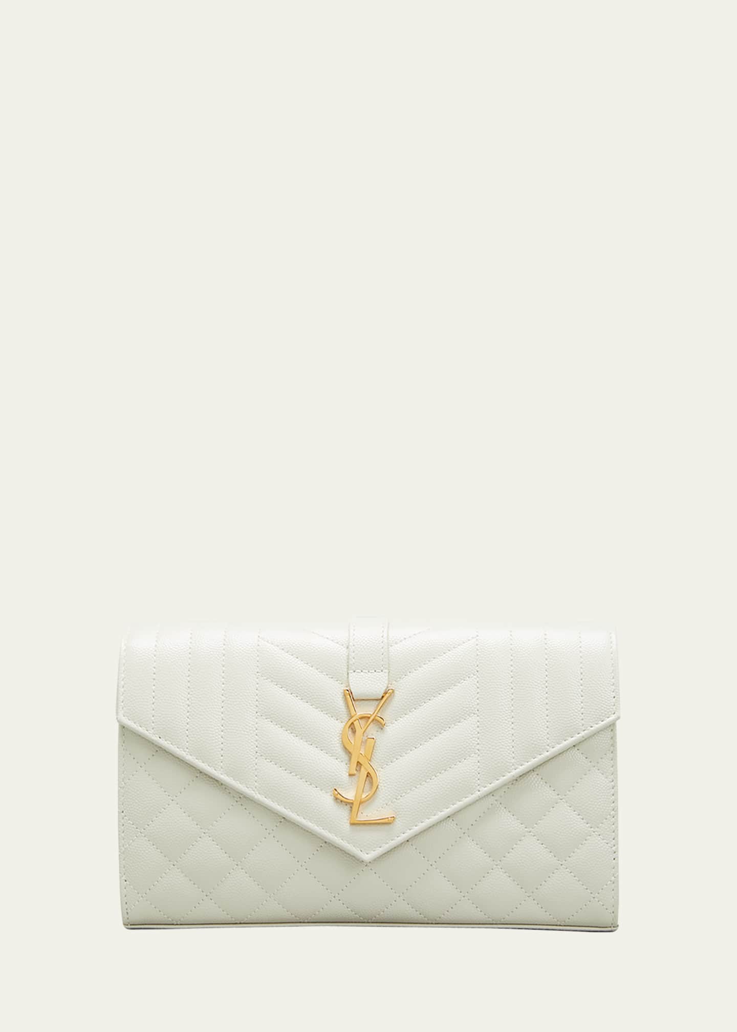 Saint Laurent Envelope Triquilt YSL Wallet on Chain in Grained Leather Image 1 of 5