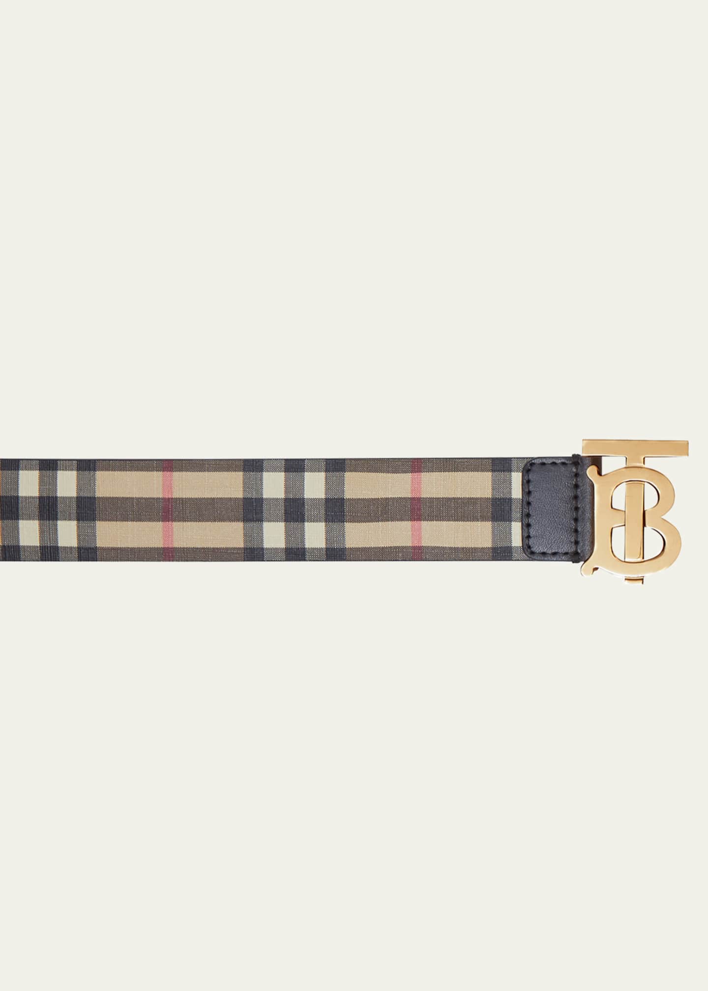 BURBERRY: belt in E-canvas with TB motif - Brown