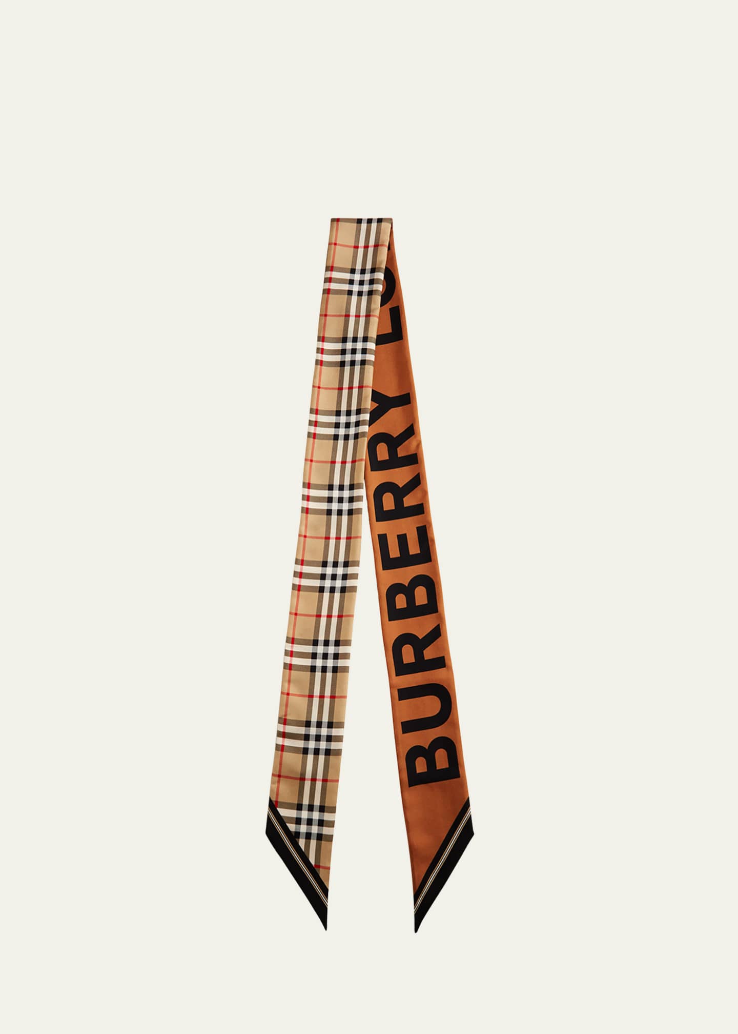 Refinement gasformig Vanding Burberry Vintage Check Logo Silk Ribbon Scarf - Bergdorf Goodman