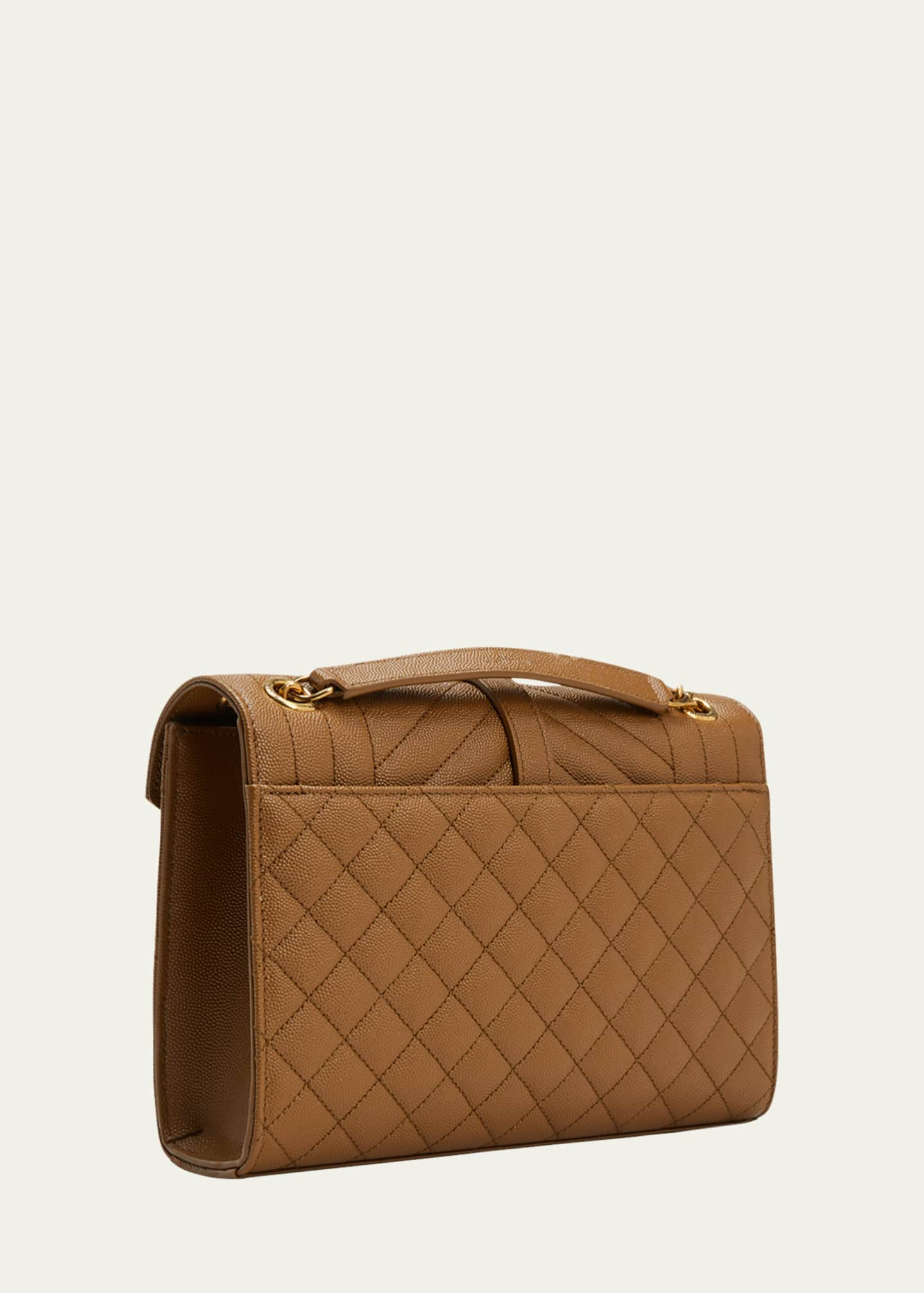 Saint Laurent Triquilt Medium YSL Monogram Grain de Poudre V Flap Satchel  Bag - Bergdorf Goodman