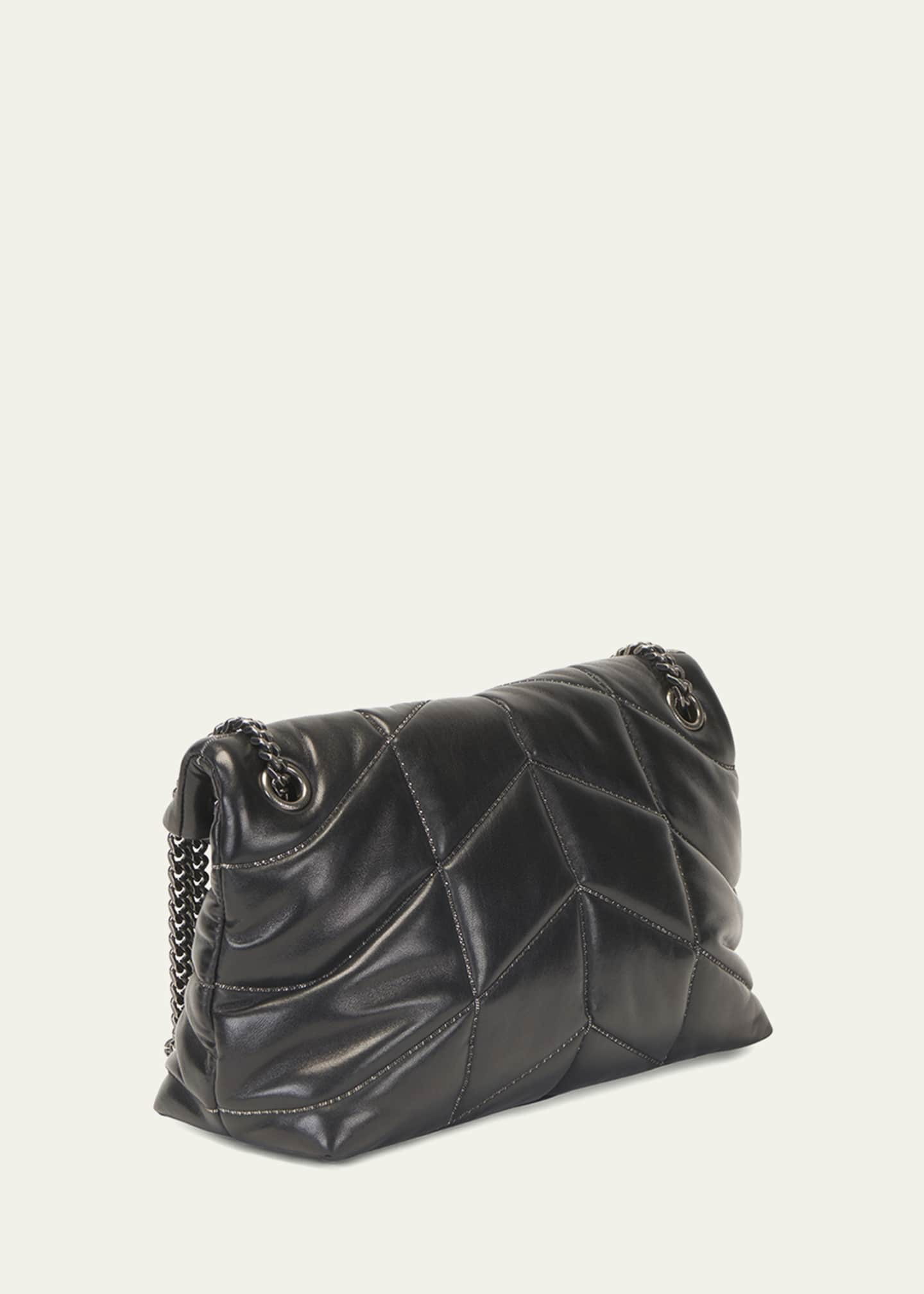 Loulou Mini Patent Leather Shoulder Bag in Black - Saint Laurent