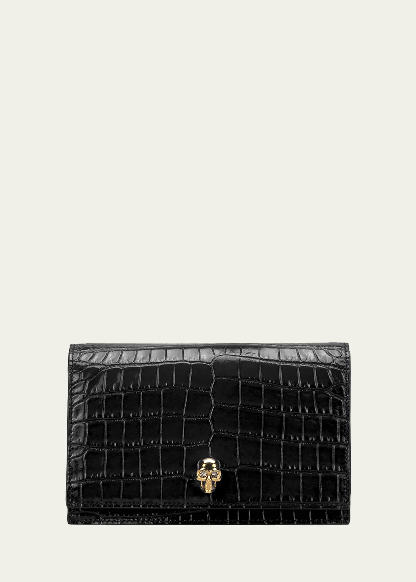 McQueen Mini Mock-Croc Crossbody Bag with Small Skull Image 1 of 5