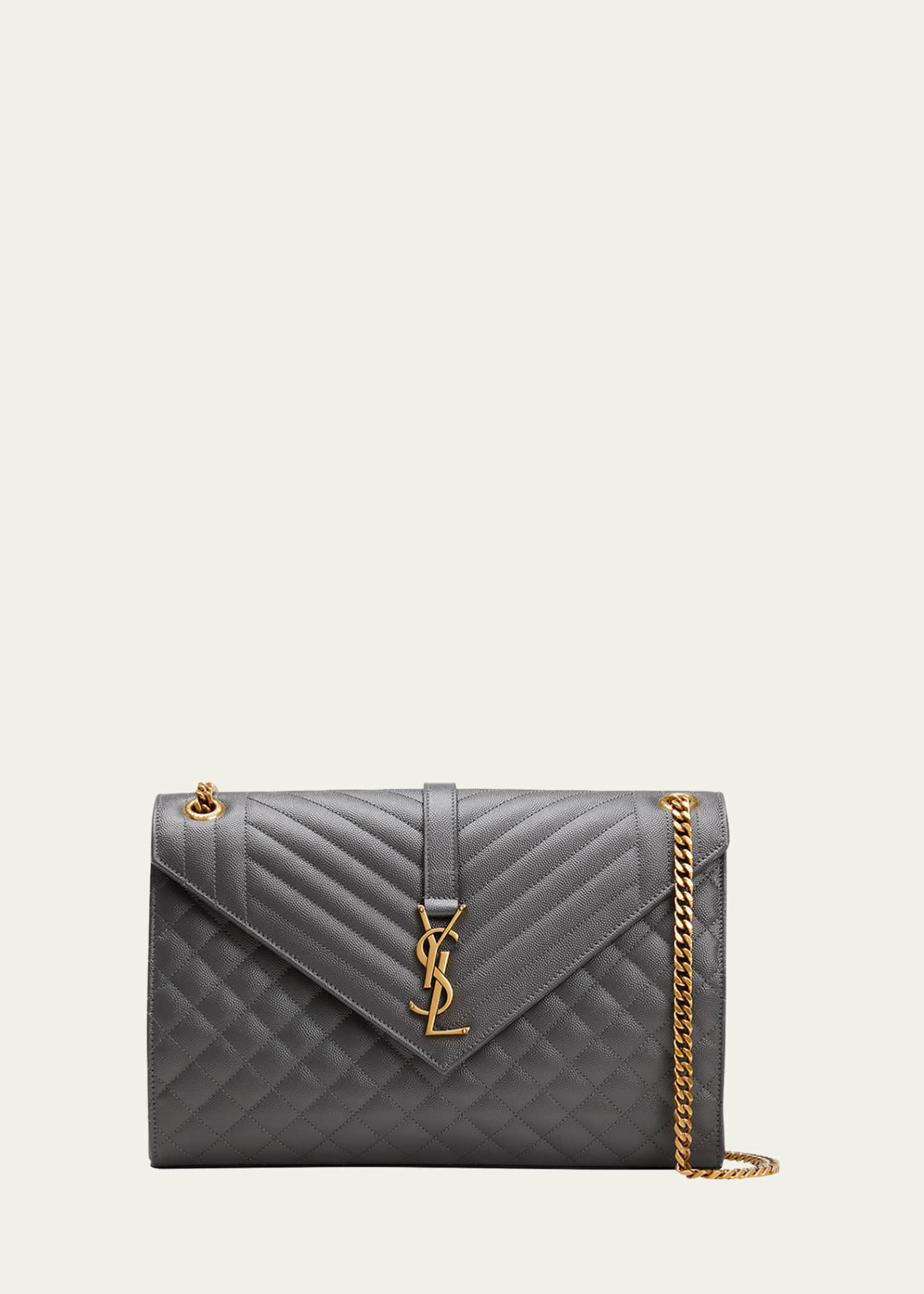 Saint Laurent Monogram YSL Large Tri-Quilted Envelope Chain Shoulder Bag