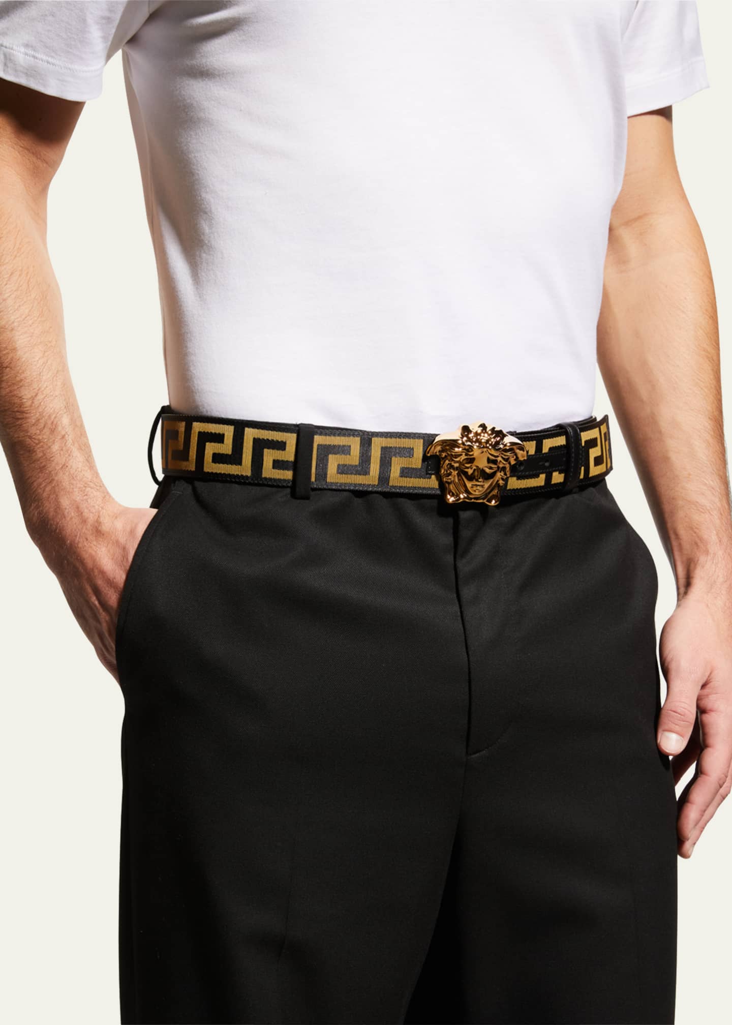 Versace Men s La Medusa La Greca Web Belt