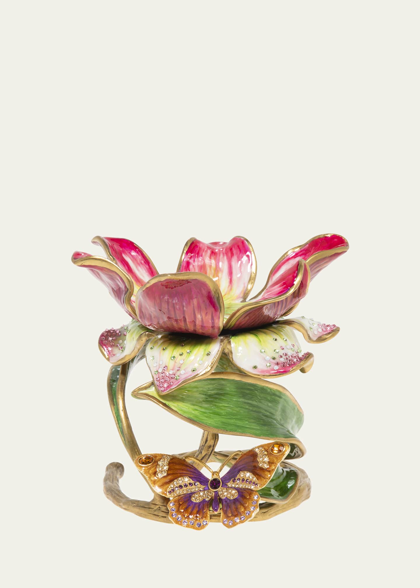 Jay Strongwater Floral 7" Pillar Candle Holder