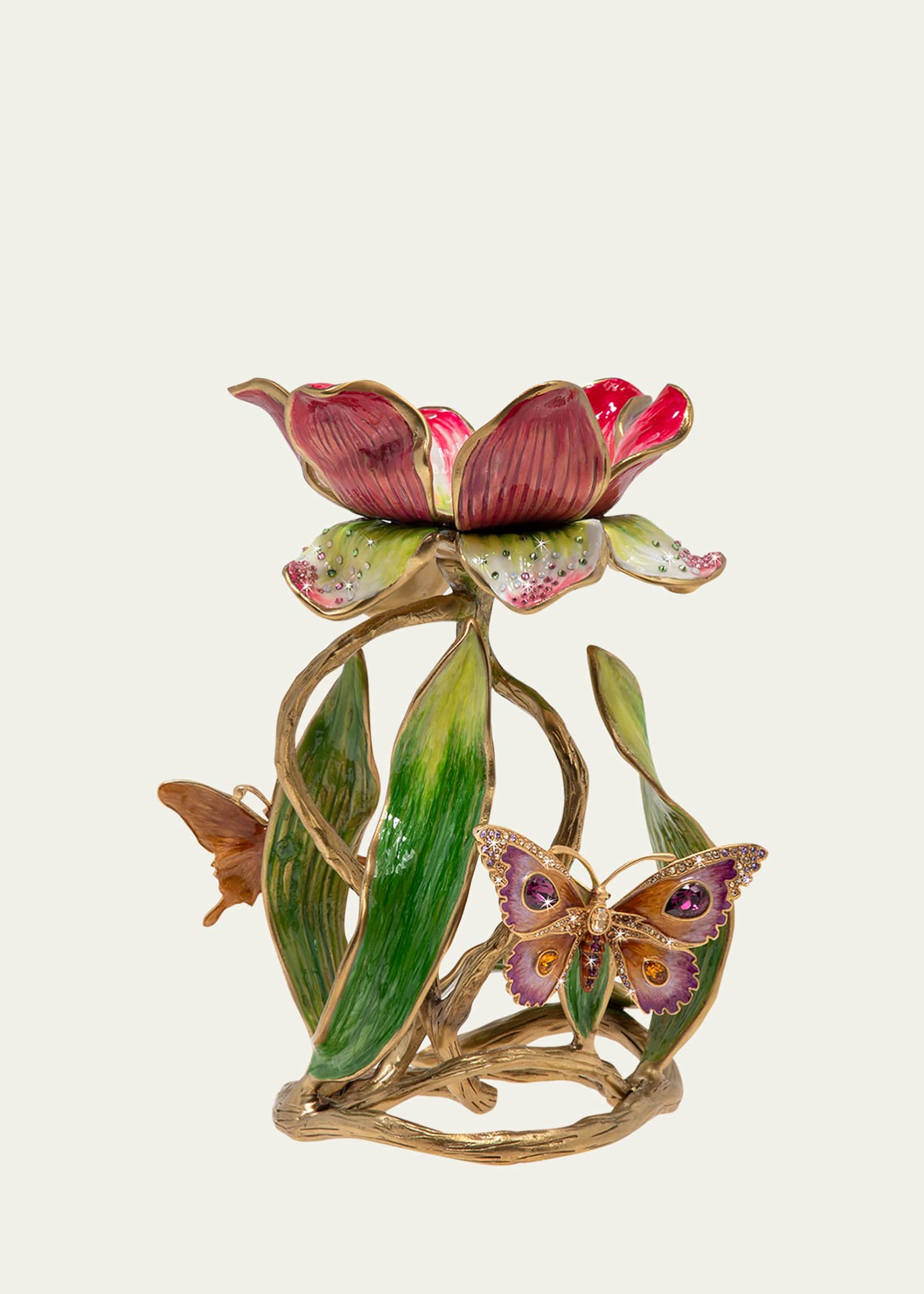 Jay Strongwater Floral 9" Pillar Candle Holder Image 1 of 2