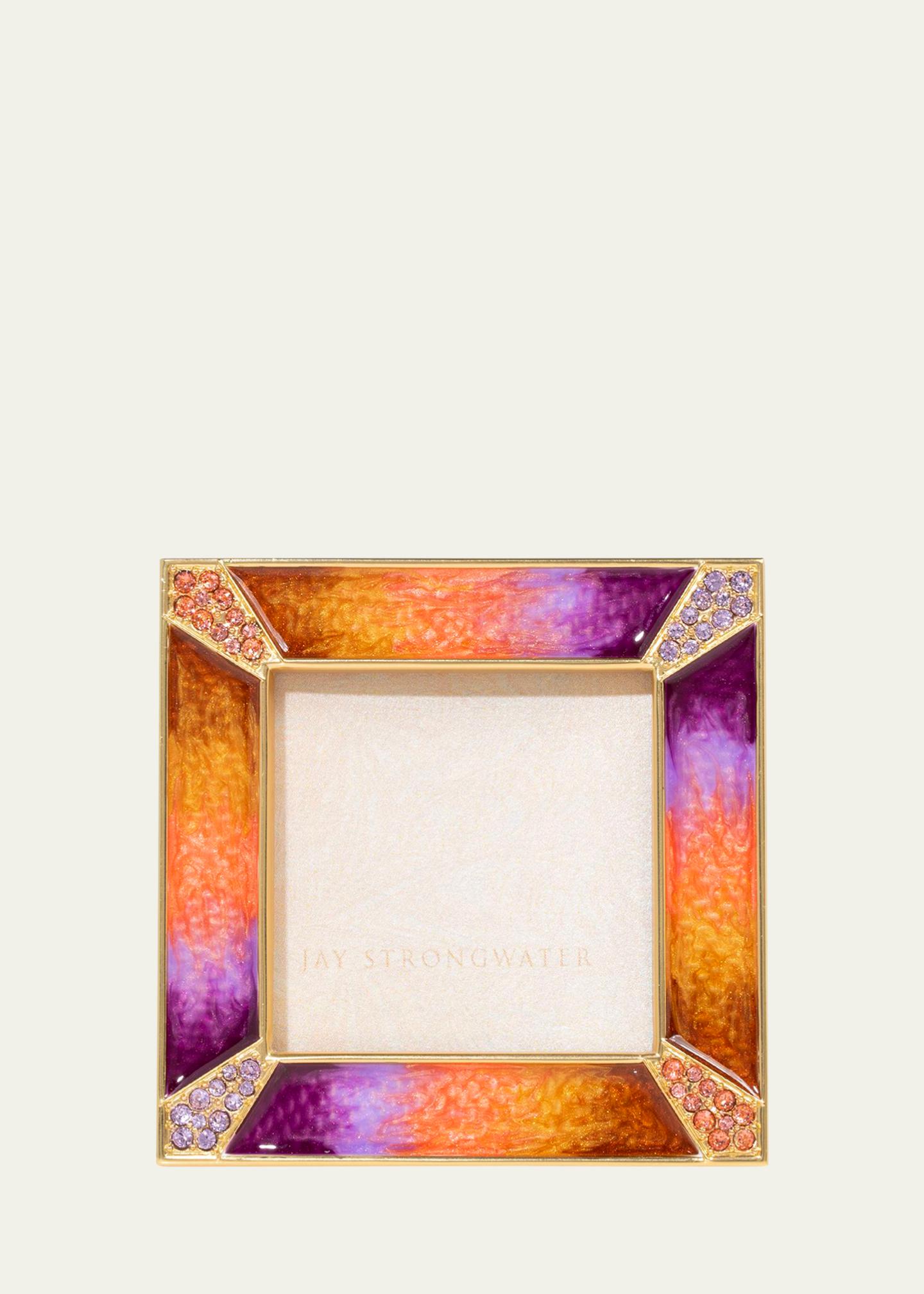 Jay Strongwater 2 Inch Square Pave Corner Frames In Gold - Decorative Mini Frames For Display