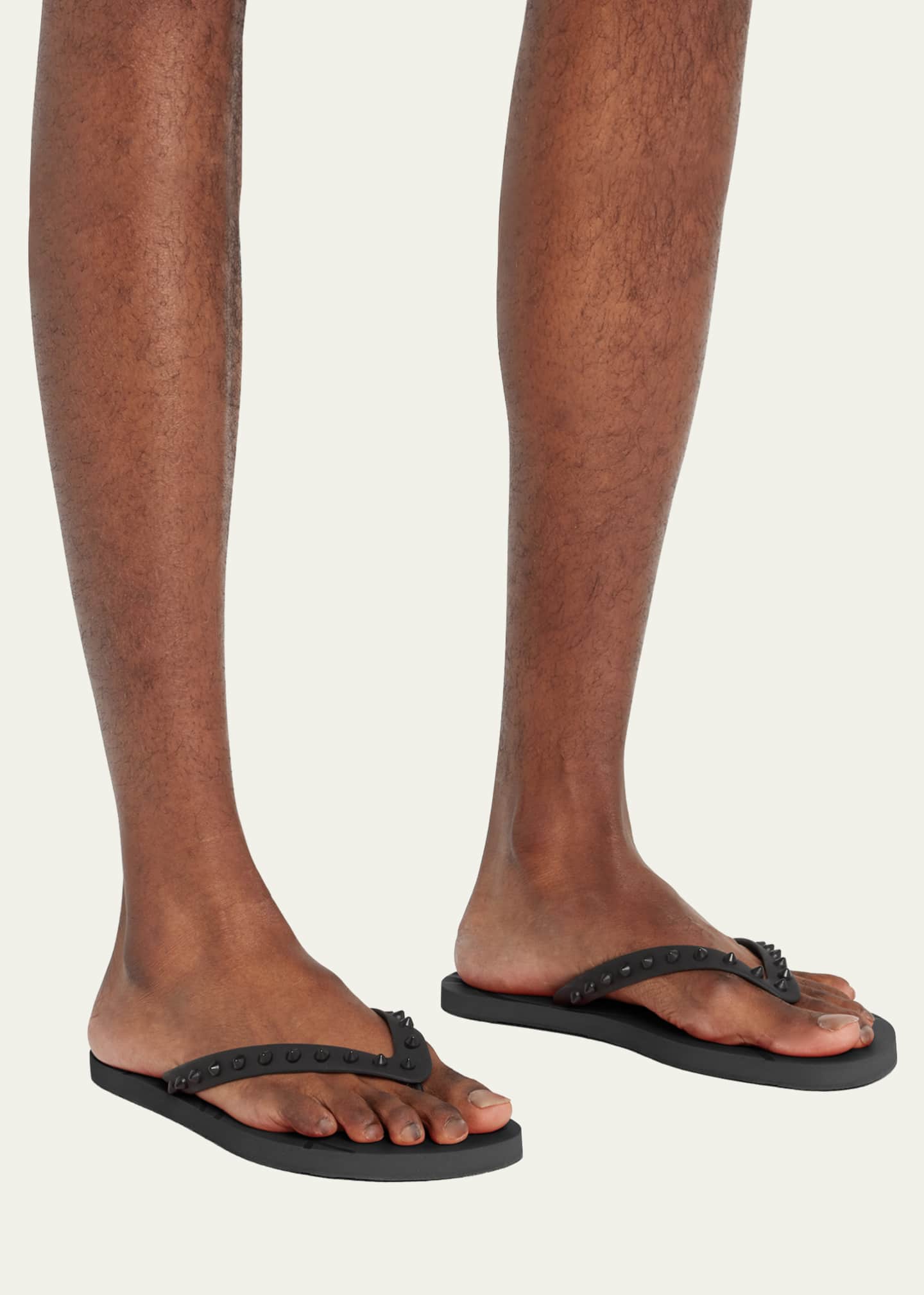 Christian Louboutin Men s Loubi Tonal Spiked Red Sole Flip Flops