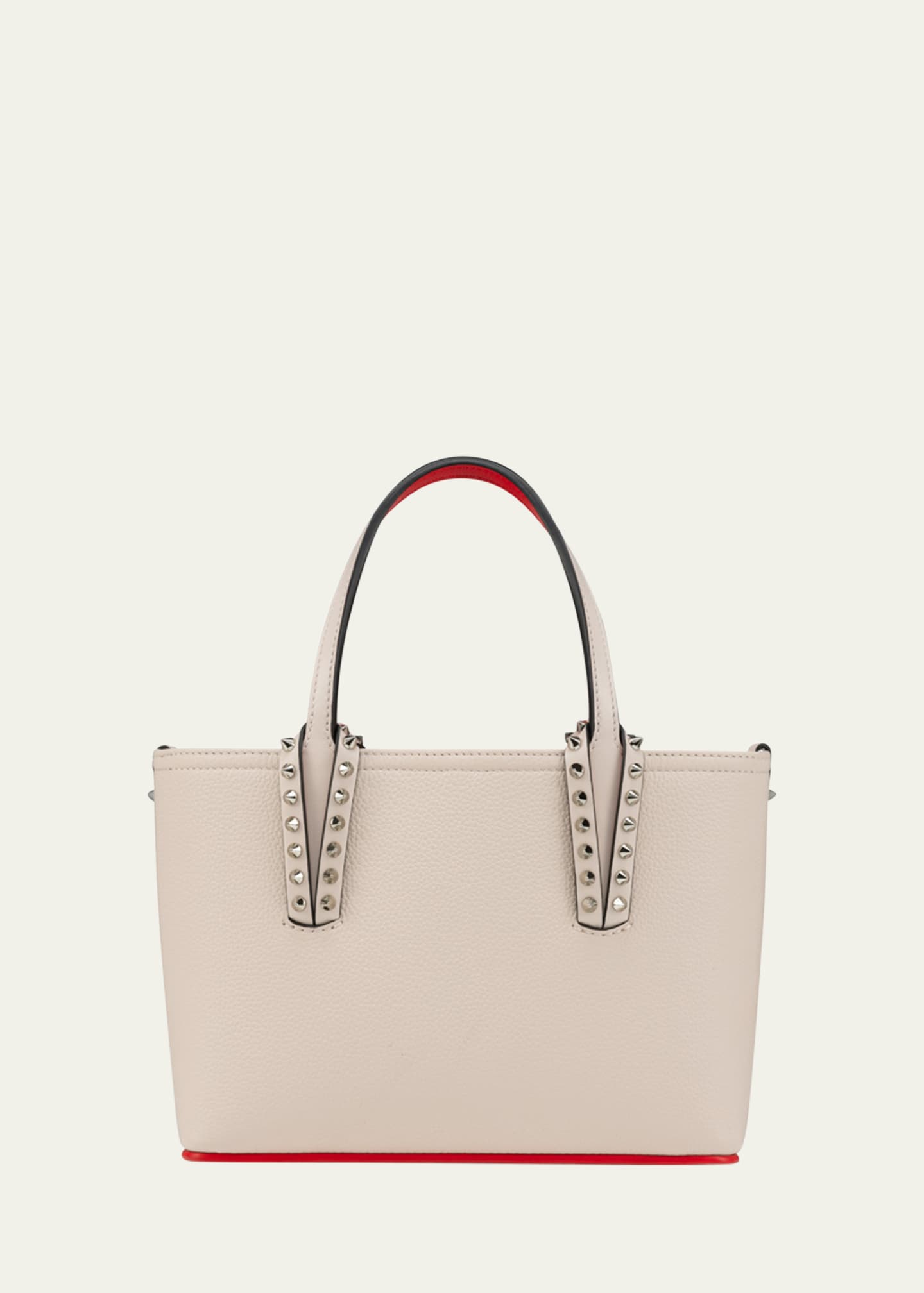 CHRISTIAN LOUBOUTIN: Cabata leather bag with spikes - White
