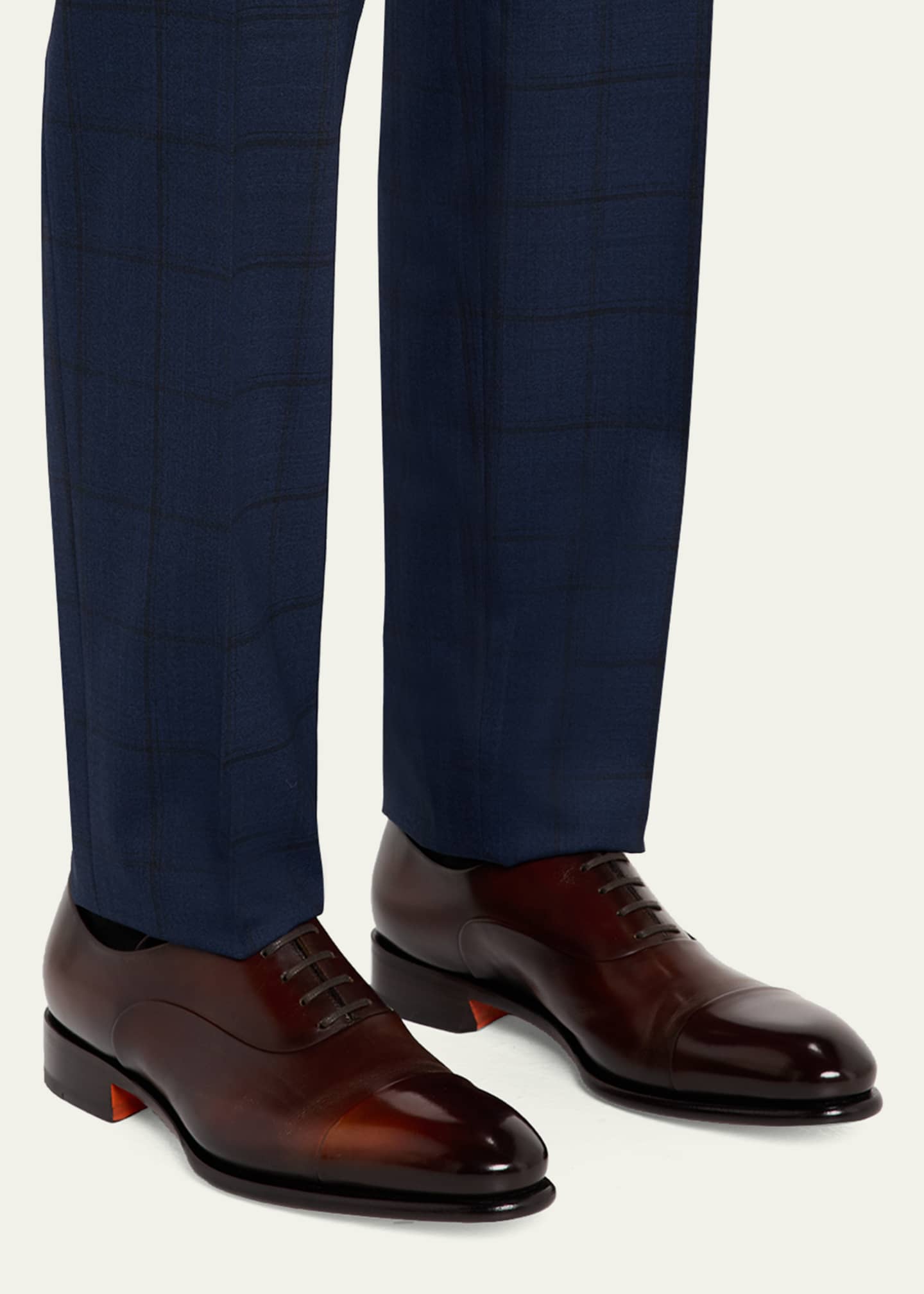 Santoni Men's Isaac Cap-Toe Leather Oxford Shoes - Bergdorf Goodman