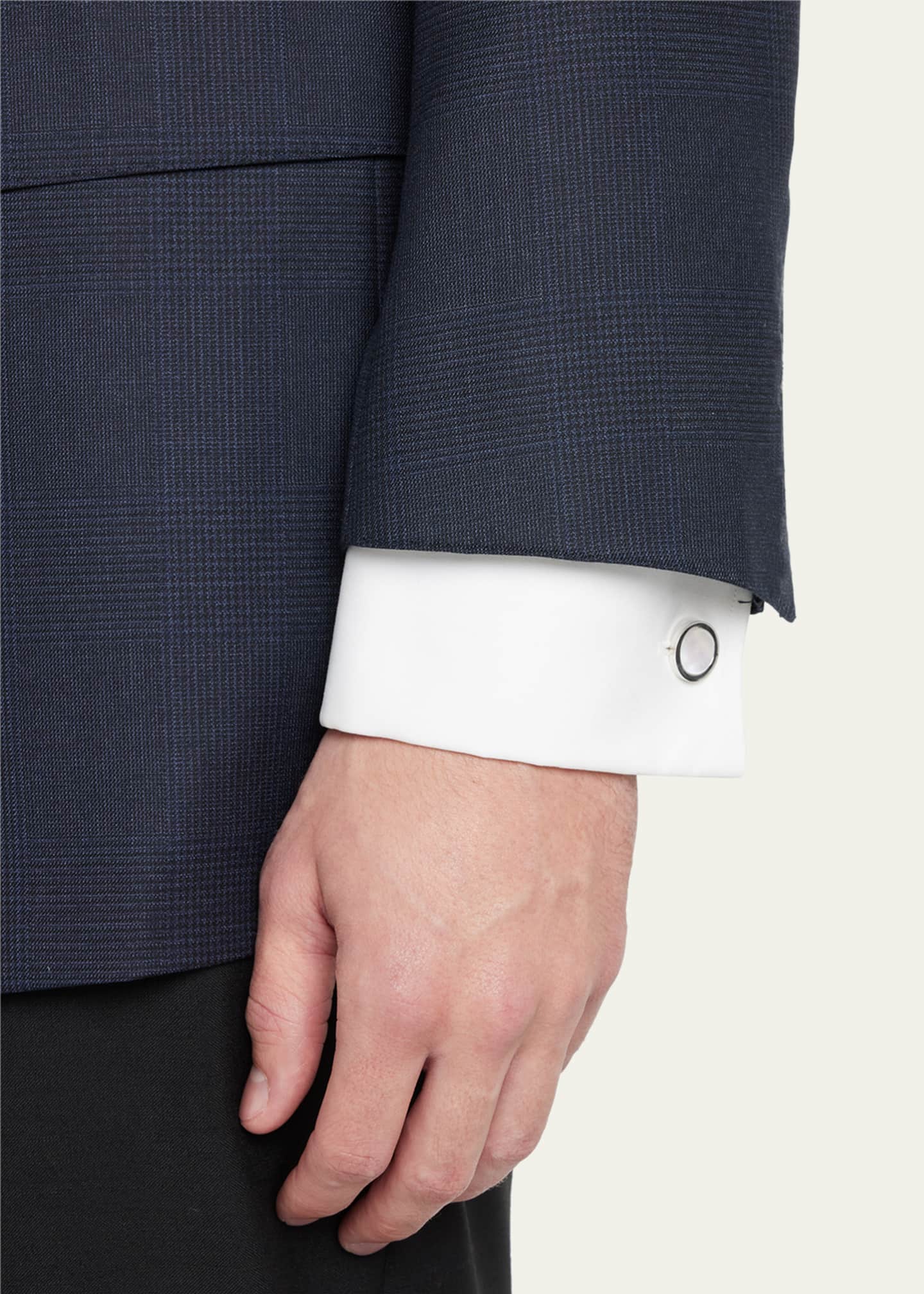 Jan Leslie Men's 925 Round Mother-of-Pearl Cufflinks Image 2 of 2