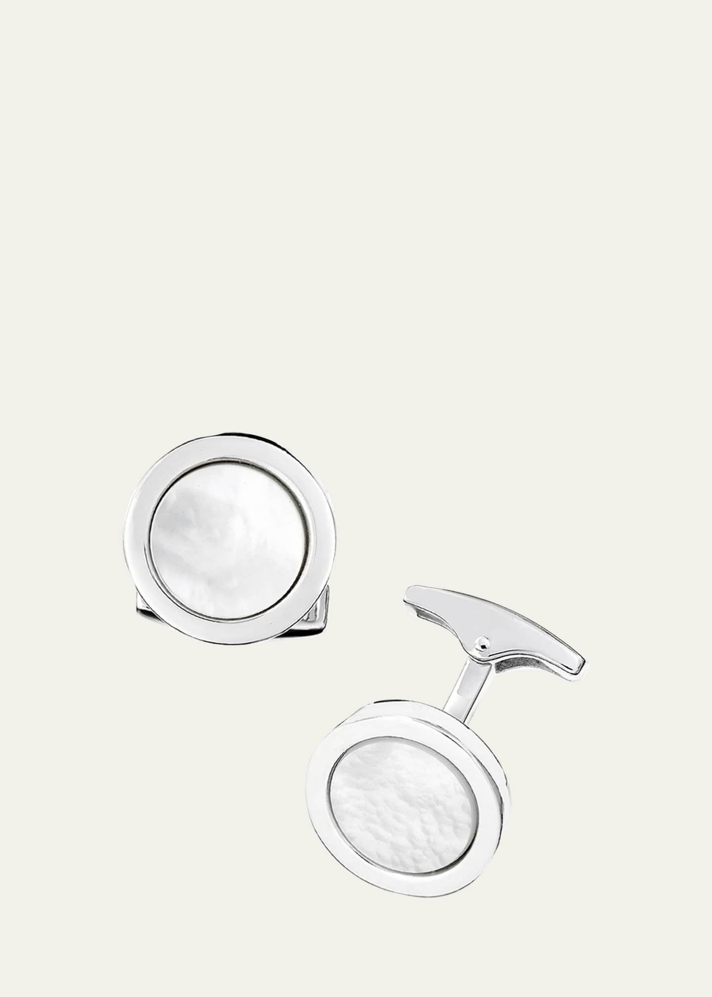Jan Leslie Men's 925 Round Mother-of-Pearl Cufflinks Image 1 of 2