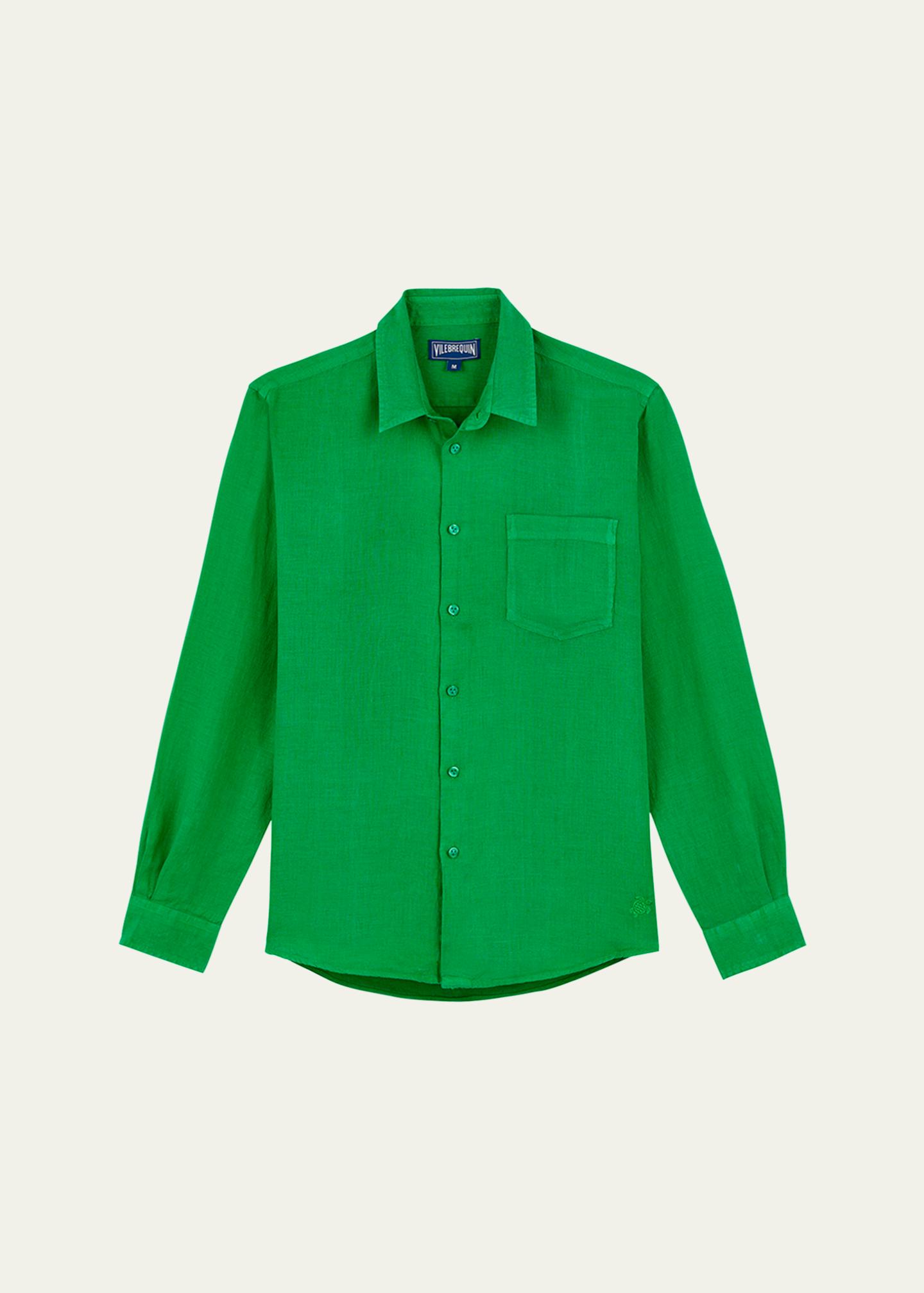 Vilebrequin Men's Caroubis Solid Linen Sport Shirt - Bergdorf Goodman